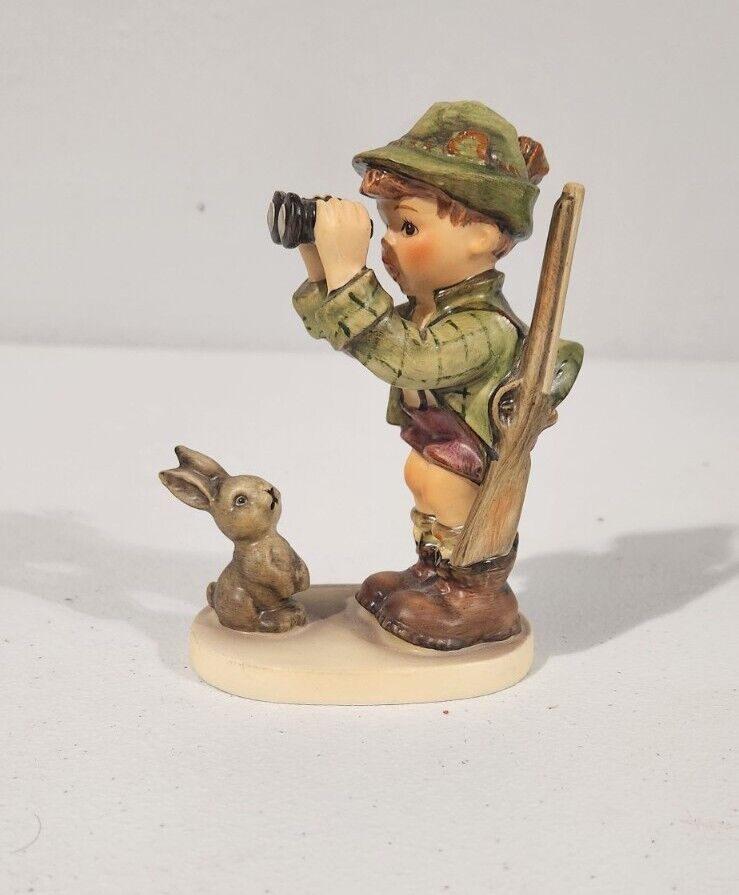 Vtg 1955 Goebel Hummel Good Hunting Figurine Boy Holding Binoculars Rabbit #307