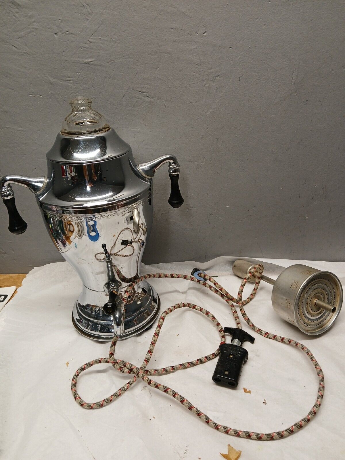 MCM Vintage Chrome Coffee Maker Continental Silver Co. Coffee Urn #19 Percolator