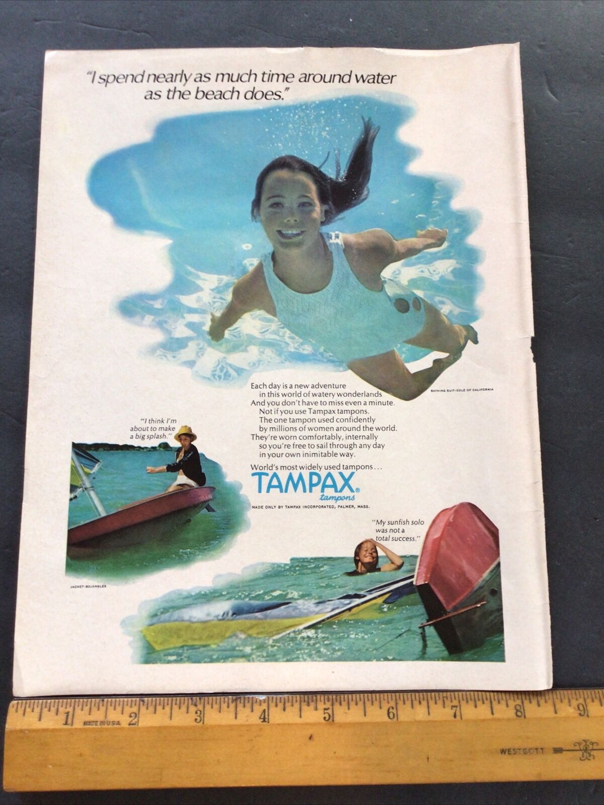 Tampax Tampons Ad Clipping Original Vintage Magazine Print #22 Rare Susan Dey