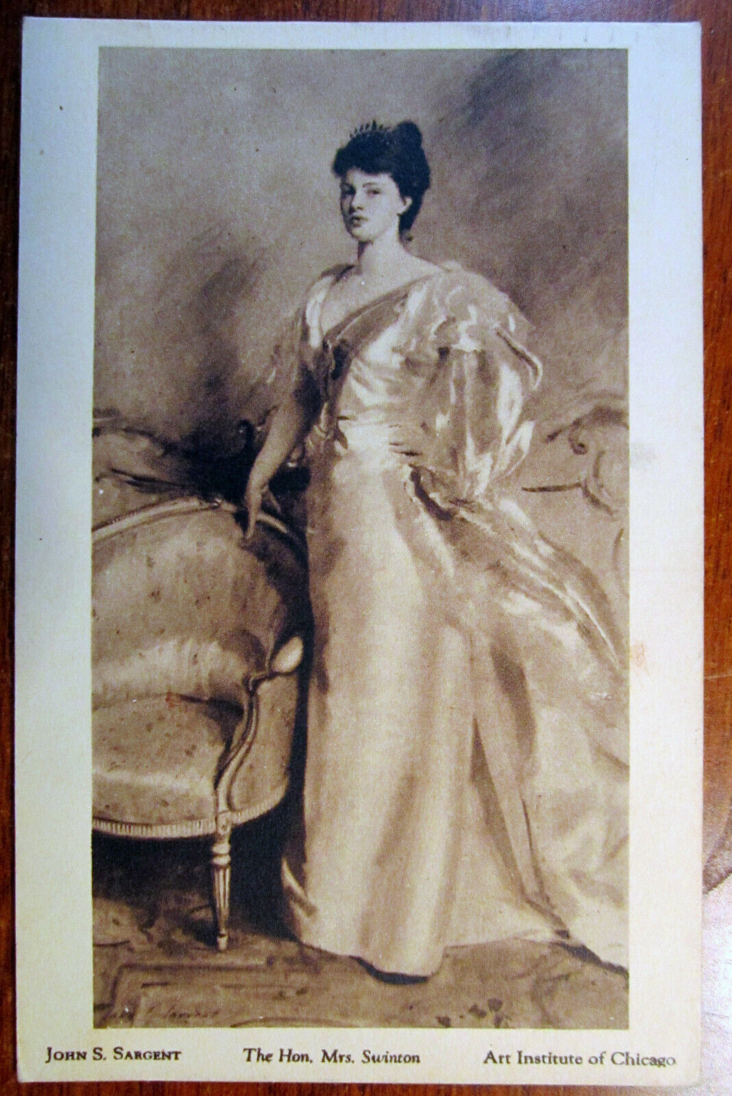 WWII 1942 Postcard Hon Mrs Swinton John S Sargent Portrait Art Institute 2231