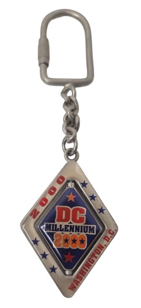 Washington D.C. Souvenir Silver Tone Swivel Keychain Millenium 2000 U.S. Capitol