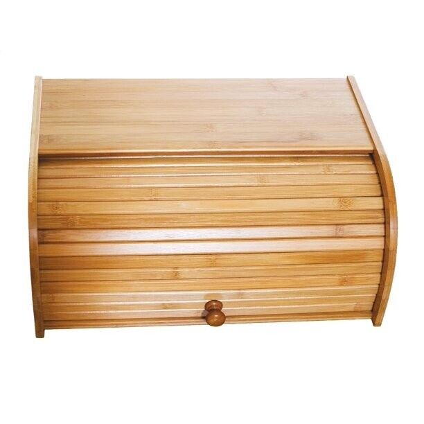 Bamboo Bread Box Wooden Storage Basket Holder Vintage Large Capacity Roll Top