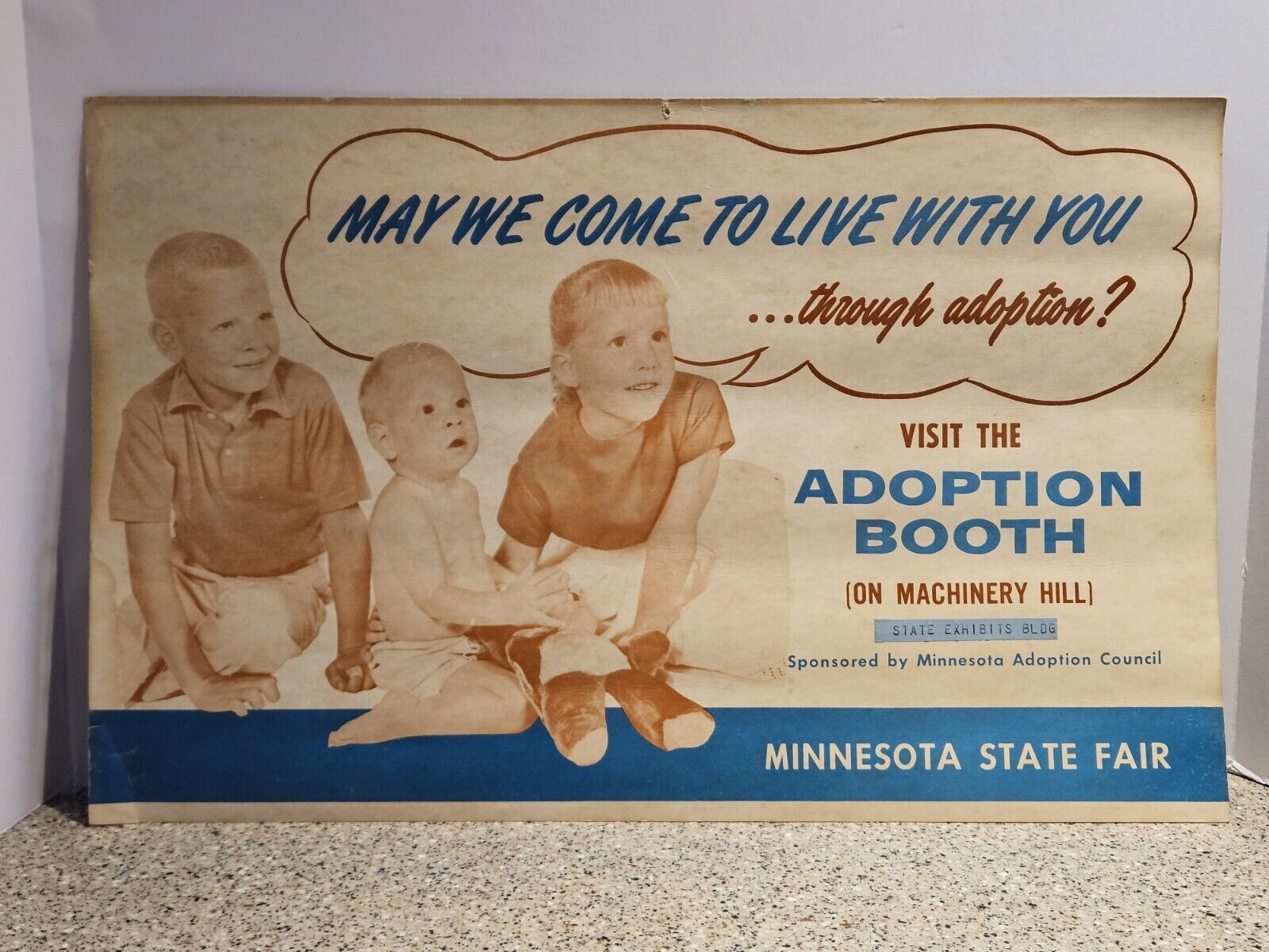 RARE Vintage Minnesota State Fair CHILD BABY ADOPTION BOOTH Avertising Wall SIGN