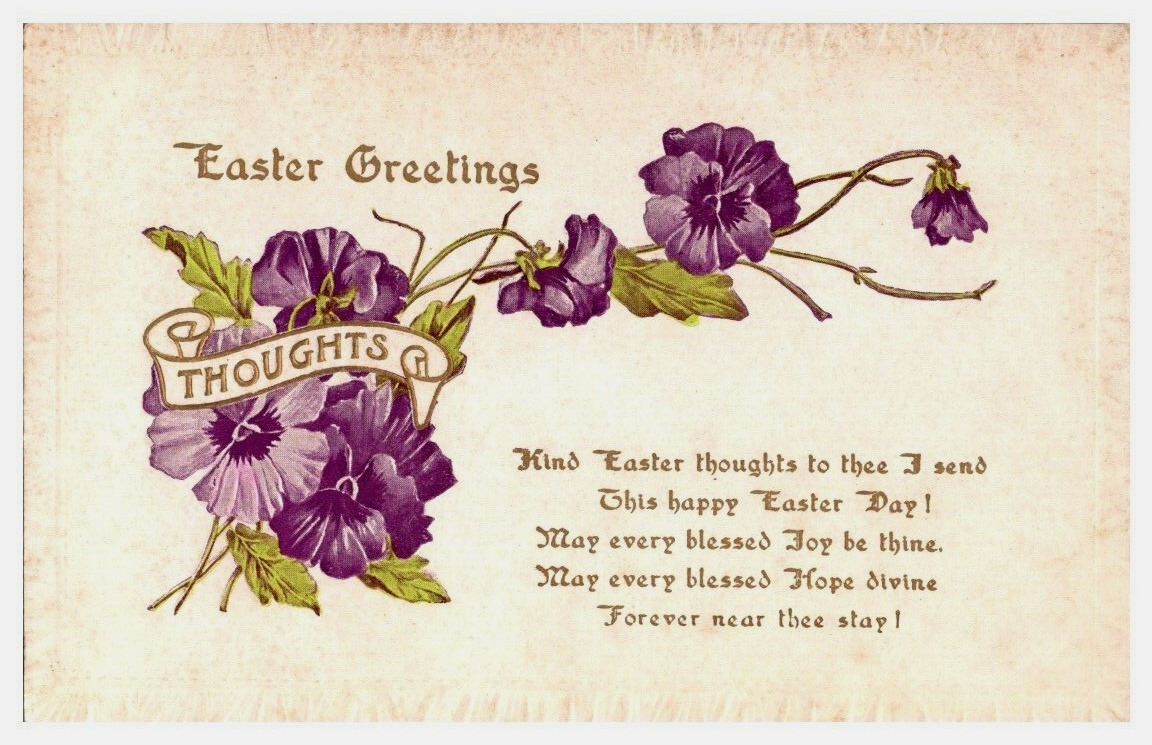 Postcard Divided Back Easter Greetings Poem Flowers
