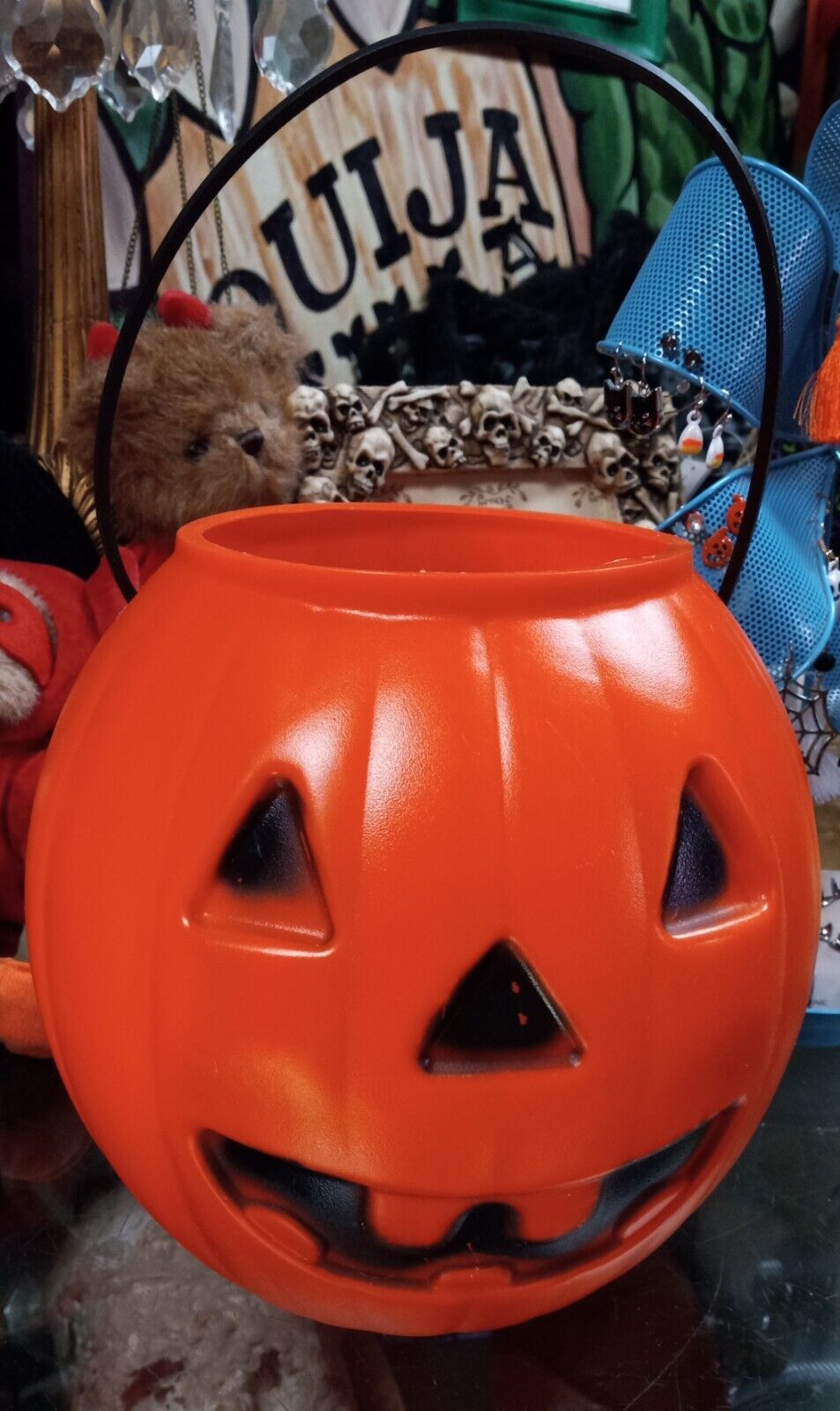 Vintage 1997 TPI Pumpkin Blow Mold Jack O\' Lantern Candy Bucket Pail