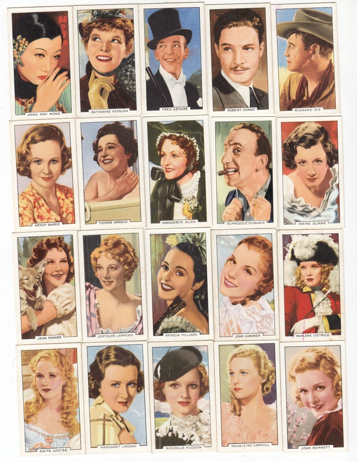 1935 Full Set of 48 Movie Cards ANNA MAY WONG Katharine Hepburn FRED ASTAIRE +++