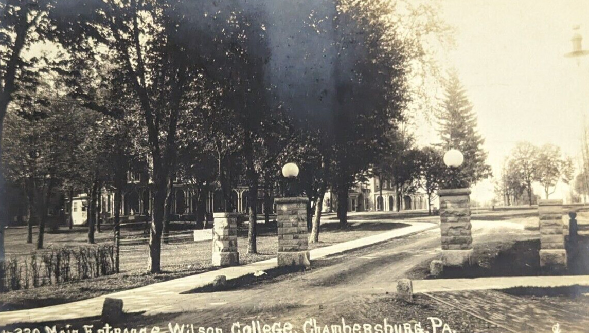 Postcard Real Photo Main Entrance Wilson College Chambersburg Pennsylvania 1907