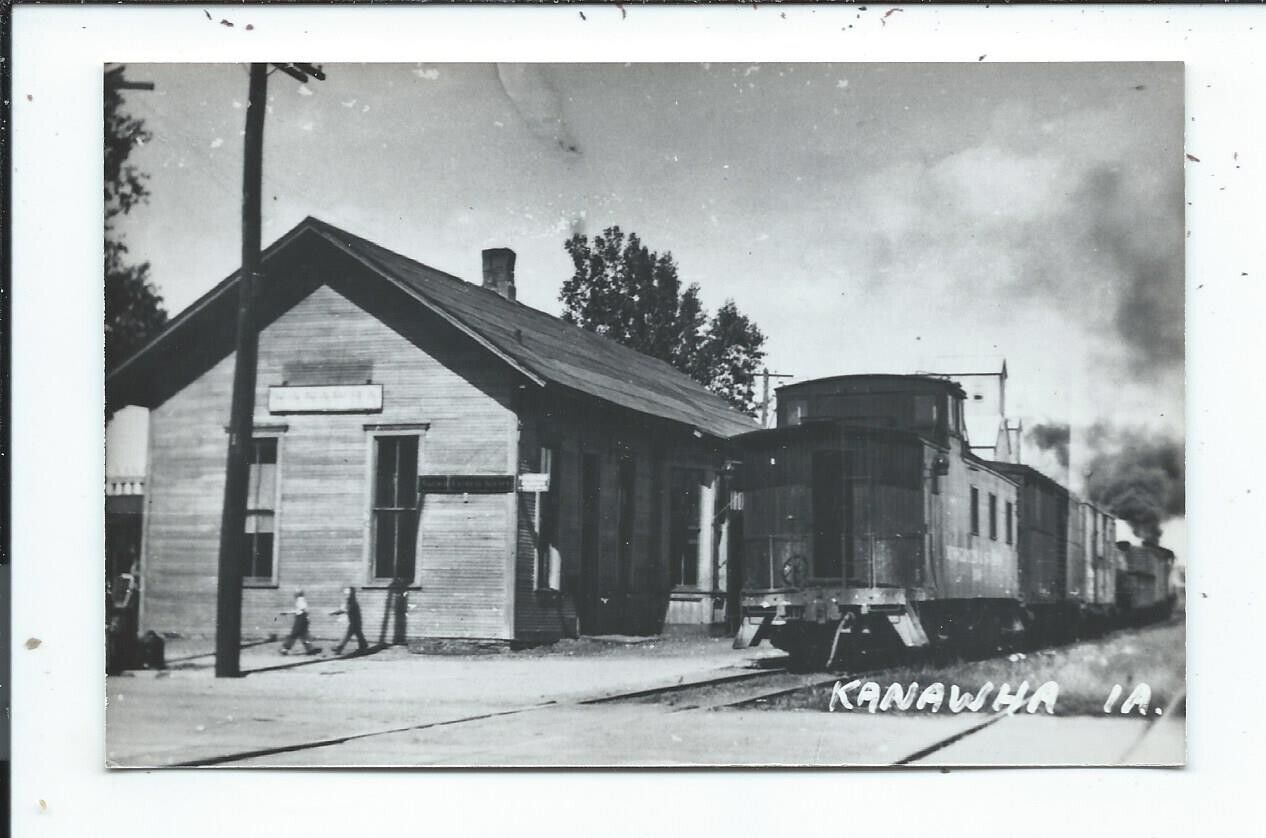 Real Photo Postcard Post Card Kanawha Iowa ia  Depot Reprint