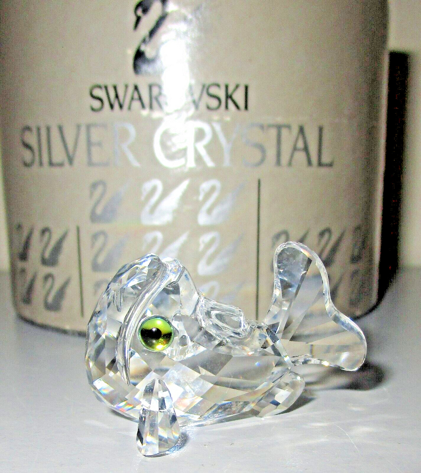 Swarovski Crystal Figurine Baby Carp Fish Green Eyes 7644 003 Original Box + COA