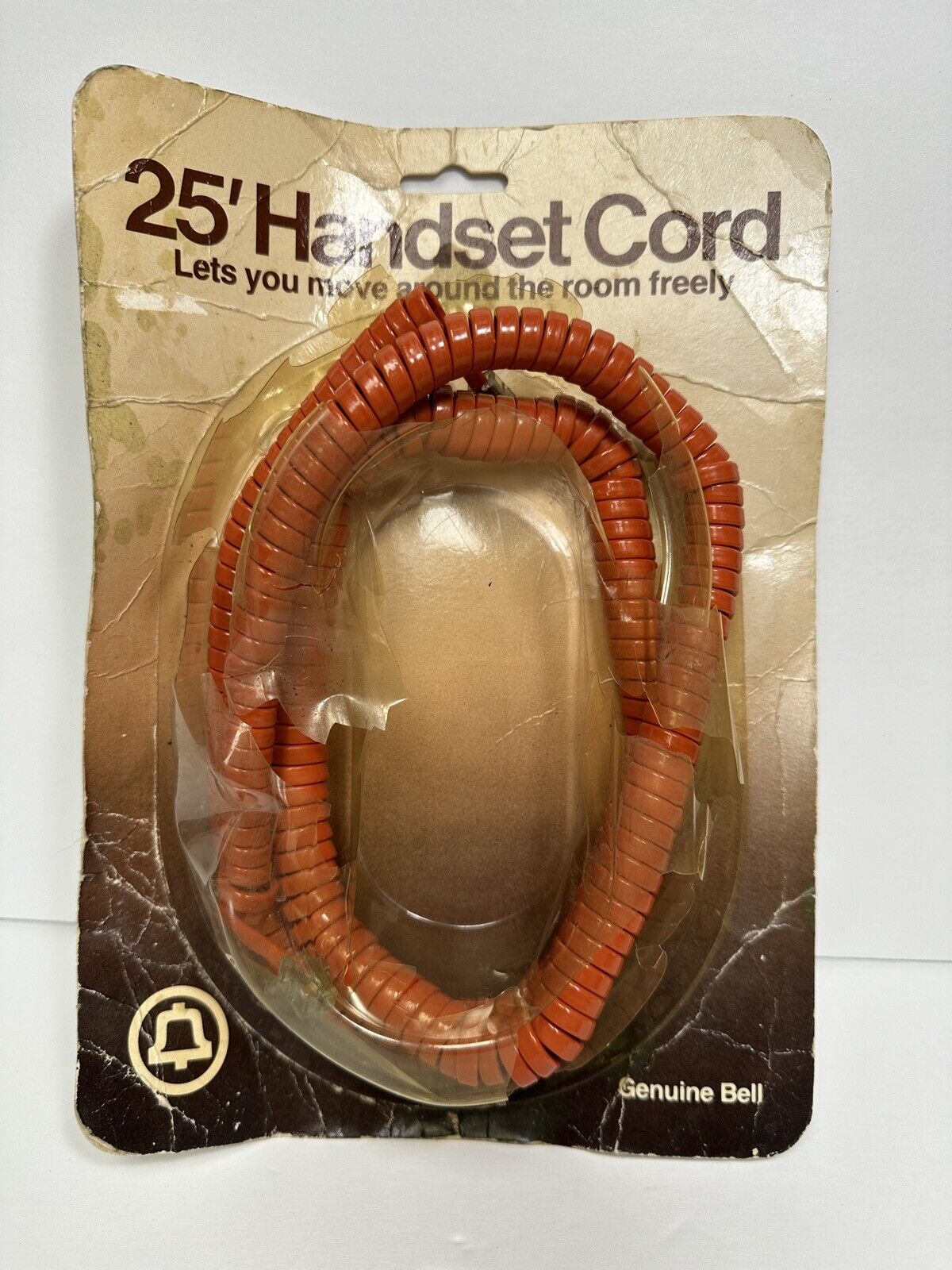 NOS Genuine Bell 25ft Handset Cord Rust Colored Packaging Destroyed