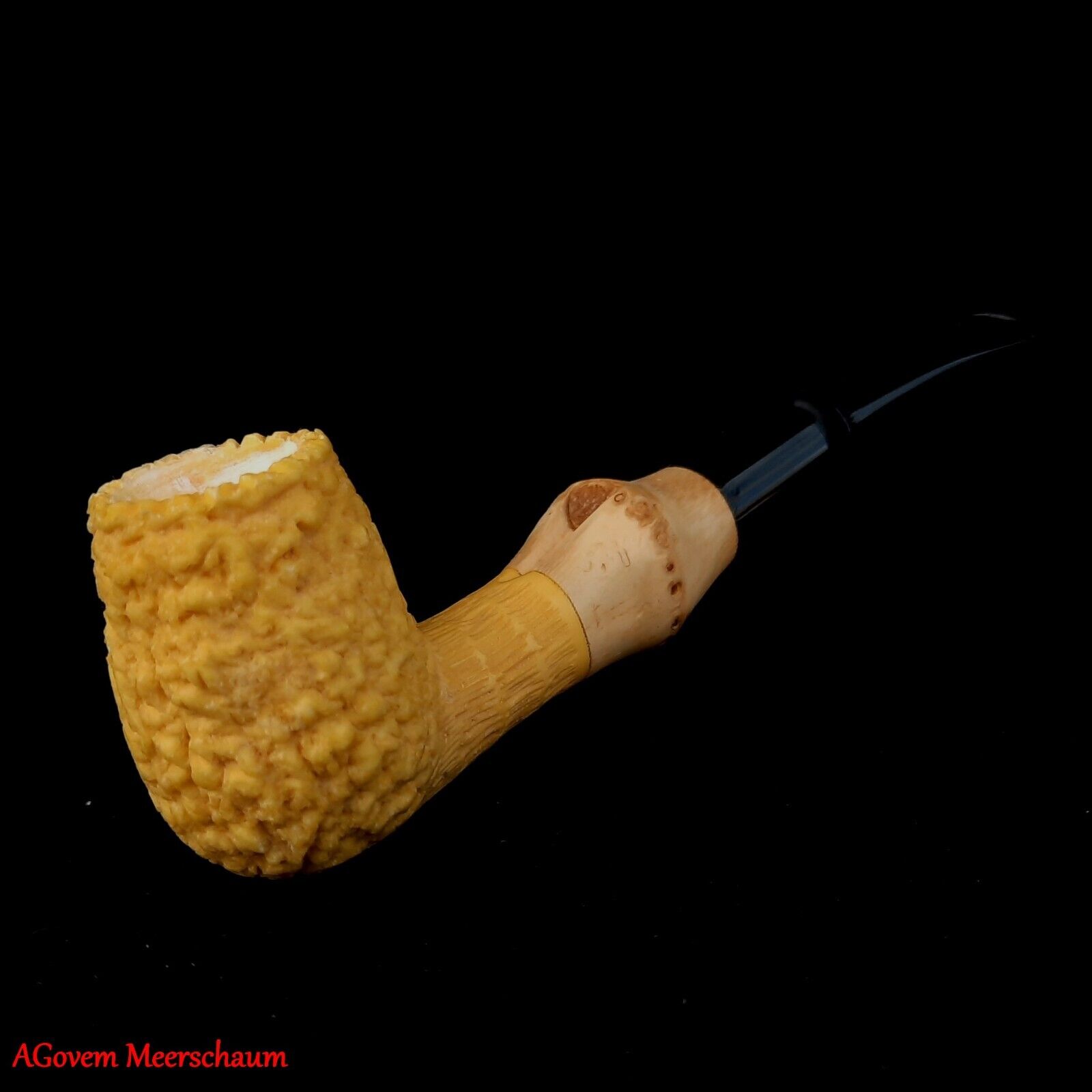 AGovem Carved Meerschaum Smoking Tobacco Pipe w Bamboo Turkish Pipe AGM-1467