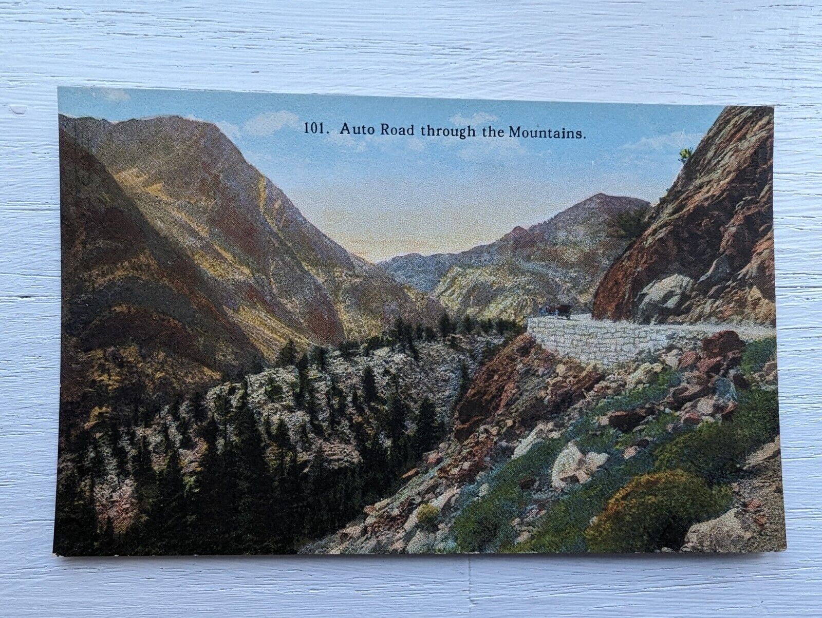 Auto road through the mountains postcard P012A
