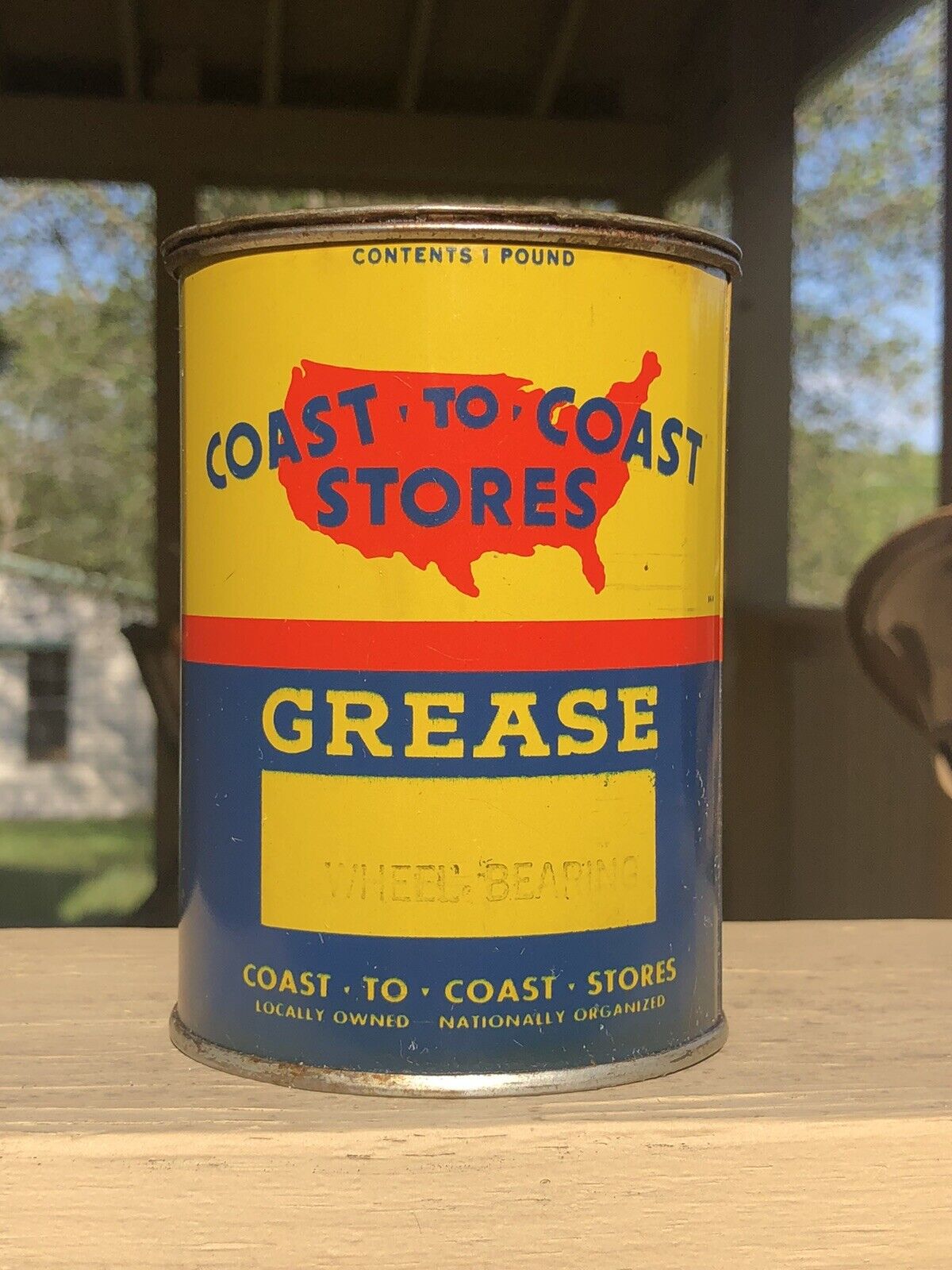 Vintage Coast to Coast Stores Wheel Bearing Grease Can 1 Lb Oil Metal Automotive