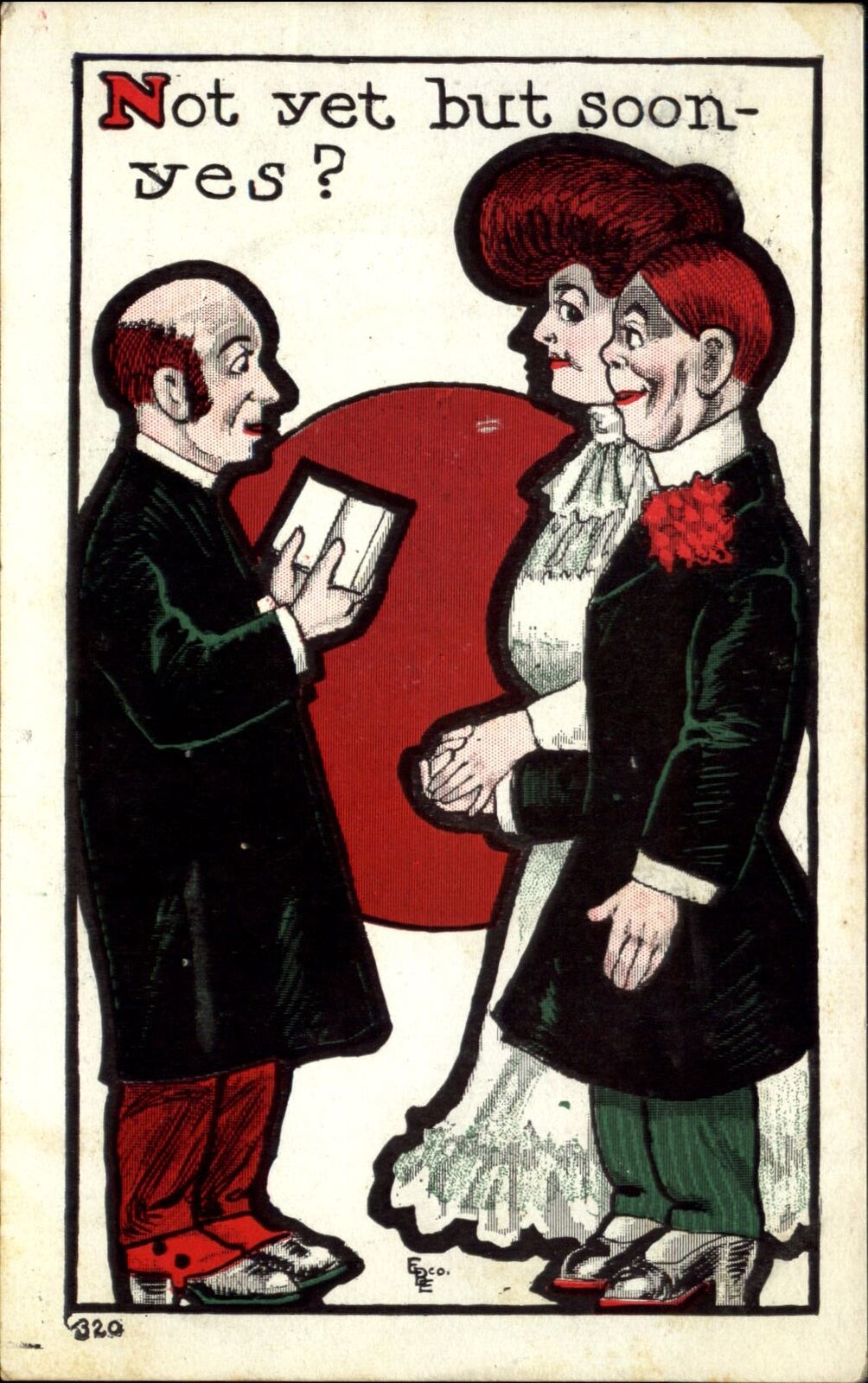 Couple marriage pastor NOT YET BUT SOON?  UDB comic postcard 1908