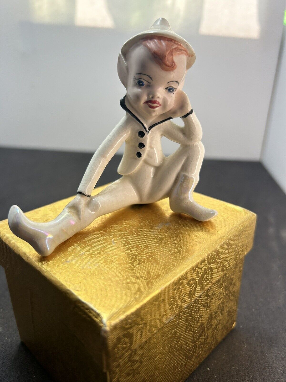 Holland Mold Pixie Boy Figurine Ceramic Vintage 3.5” X 3.25”
