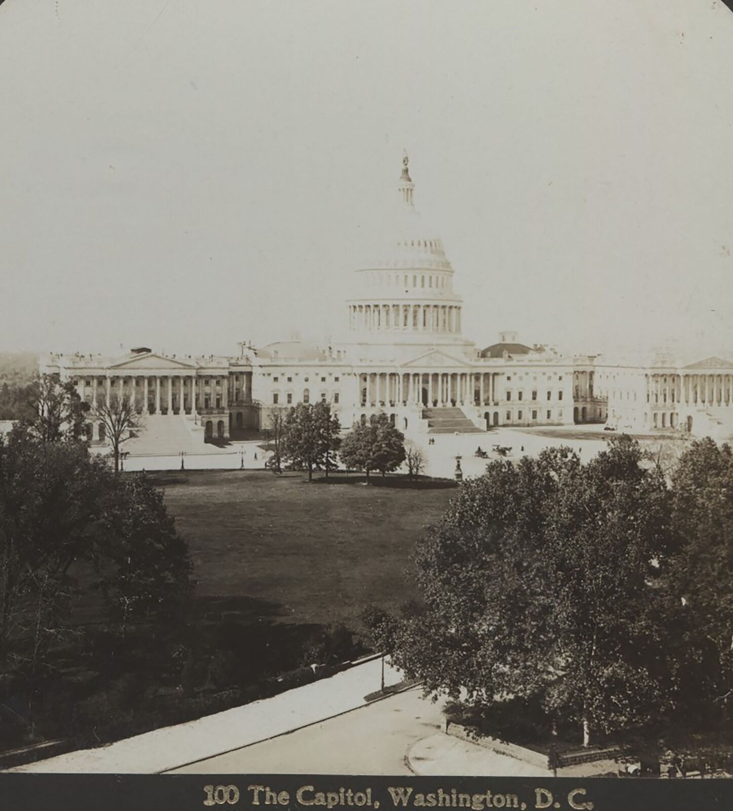 Distant View of the US Capitol Washington DC HC White Stereoview 1901
