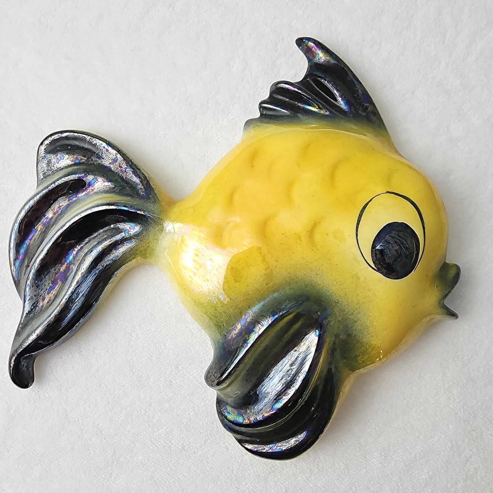 Ceramicraft California 1950's Wall Fish Yellow & Black Vintage With Tail Repair