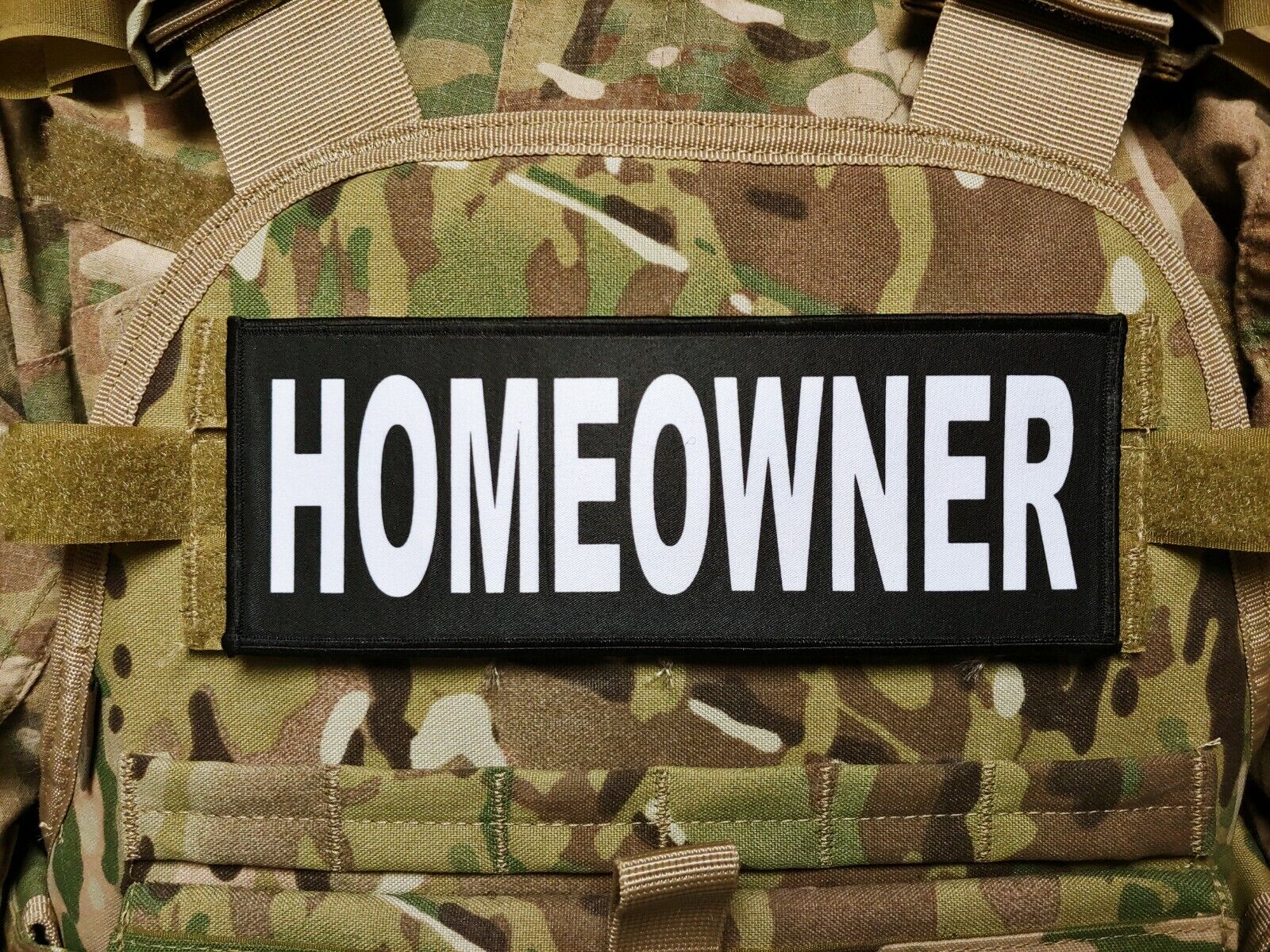 3x8 Homeowner Black White Tactical Hook Chest Rig Plate Carrier Patch
