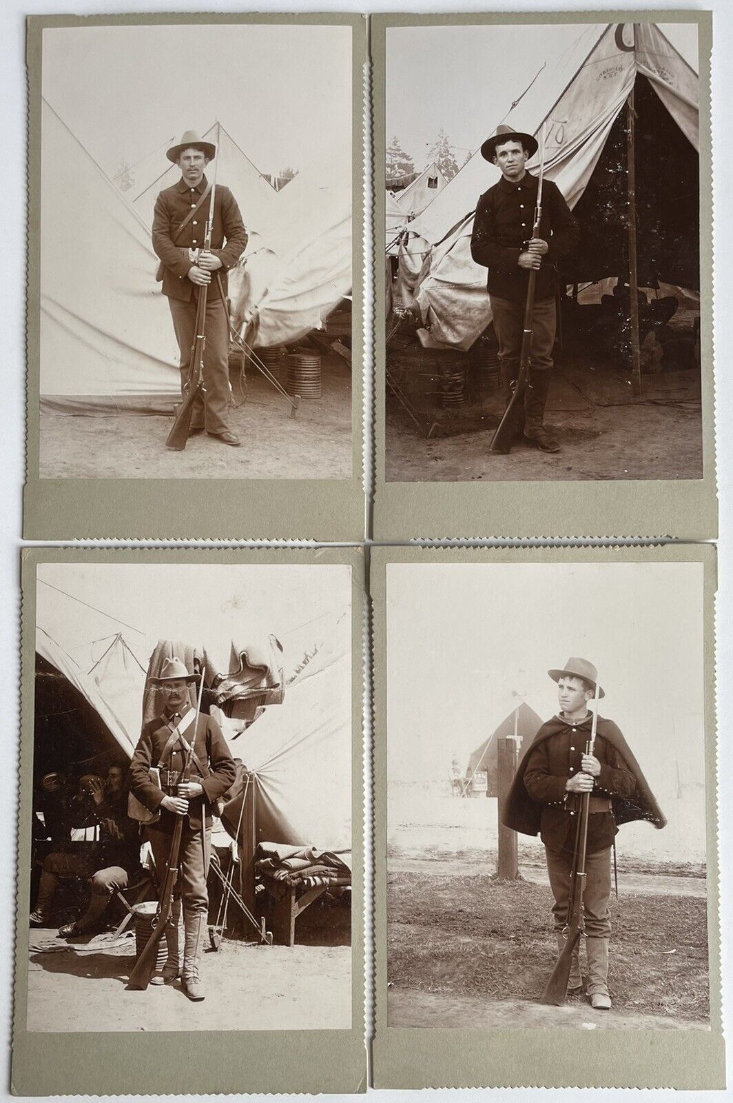 Spanish American War, 4 Antique Cabinet Card Photos Identified 1898