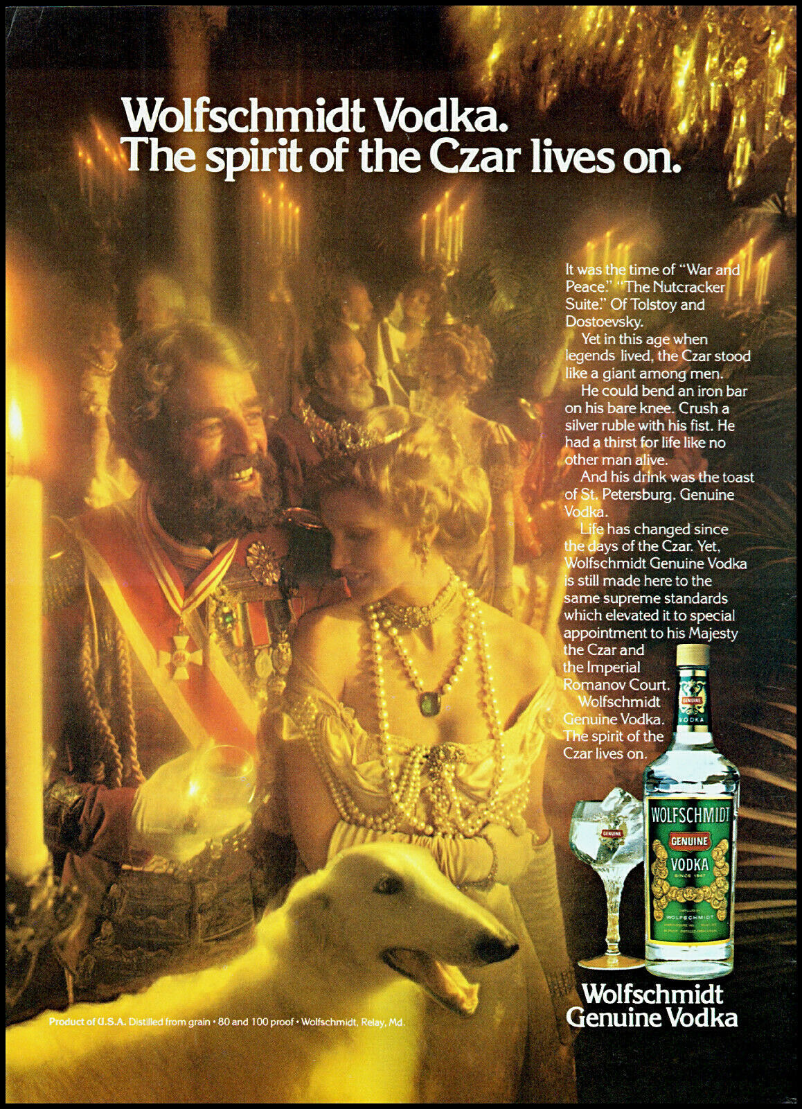 1979 Wolfschmidt genuine vodka spirit of the Czar vintage photo Print Ad ads27