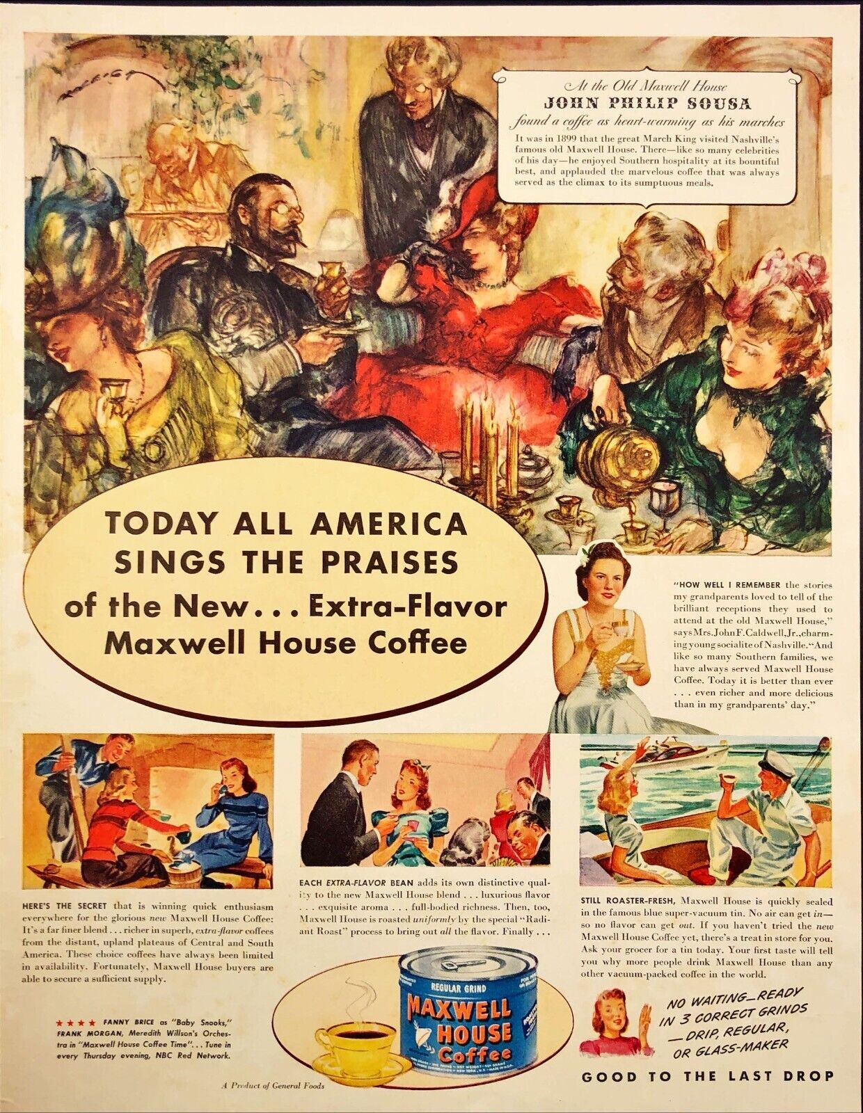 1942 Maxwell House Coffee John Philip Sousa Nashville Vintage Print Ad