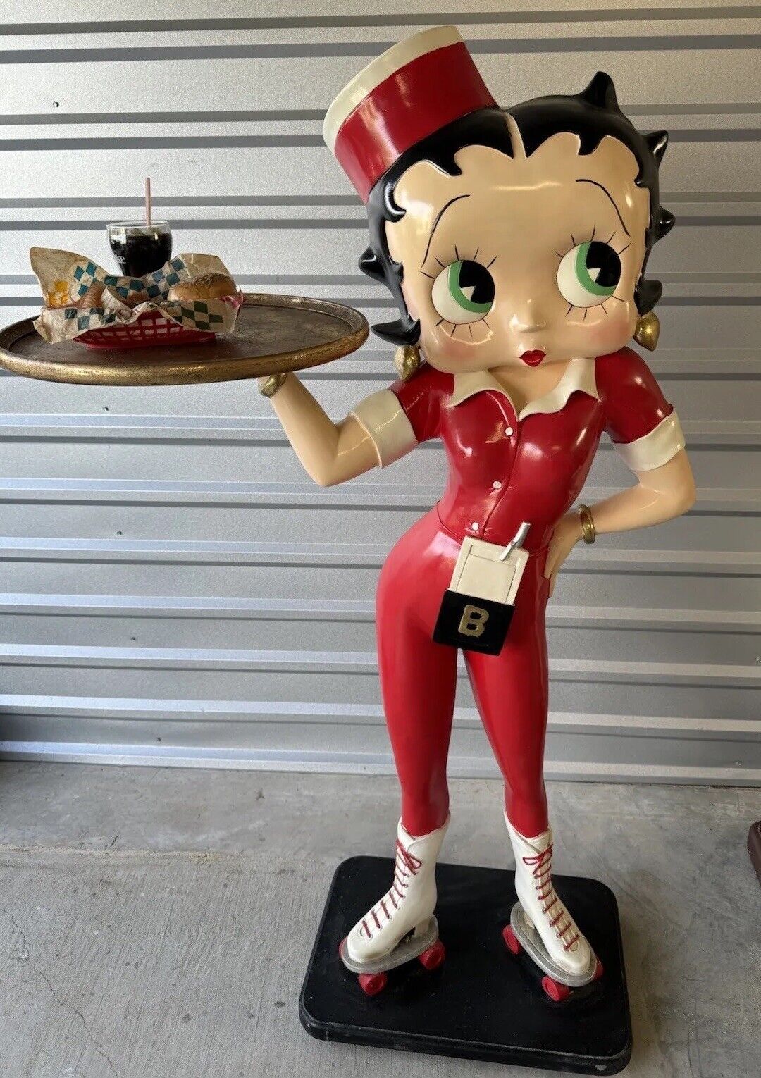 Rare Betty Boop Full Size Statue 5.5 Feet Waitress Skating Will Ship