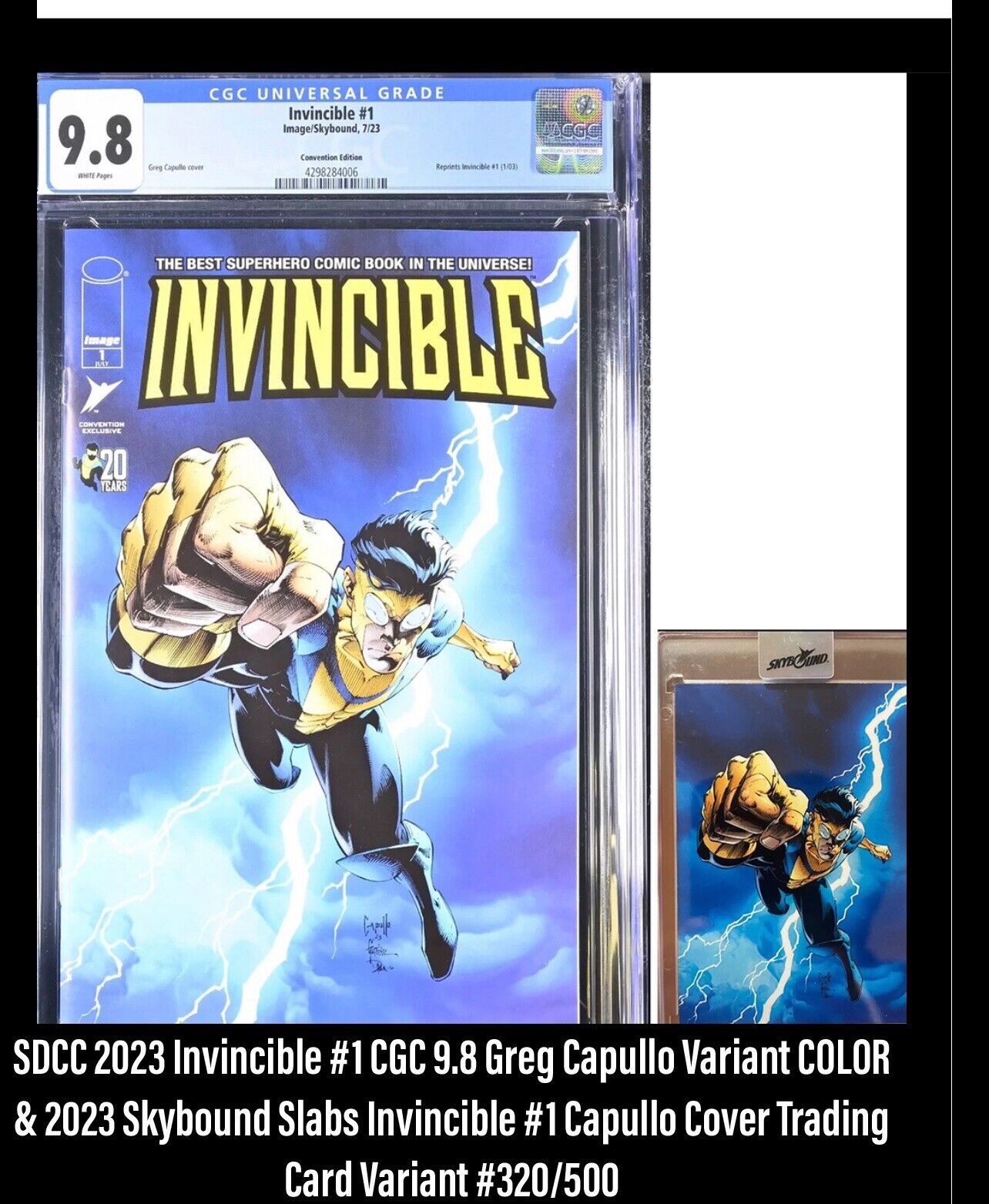 Invincible #1 CGC 9.8 & Invincible 1 Slabbed Card Skybound 320/500 Sold Out SDCC