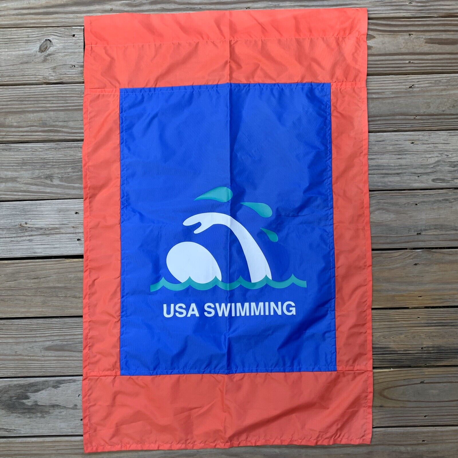 USA Swimming Spell Out Flag Banner Red Blue White Nylon Team 43\