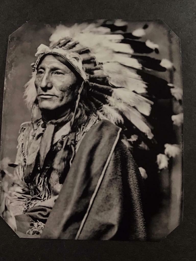 Sixth-Plate Native American ndigenous Americans, Dakota n Indian Tintype C2426RP