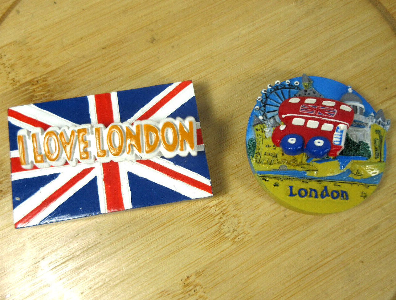 vintage 2 composite UK United Kingdom London flag bus refrigerator firdge magnet