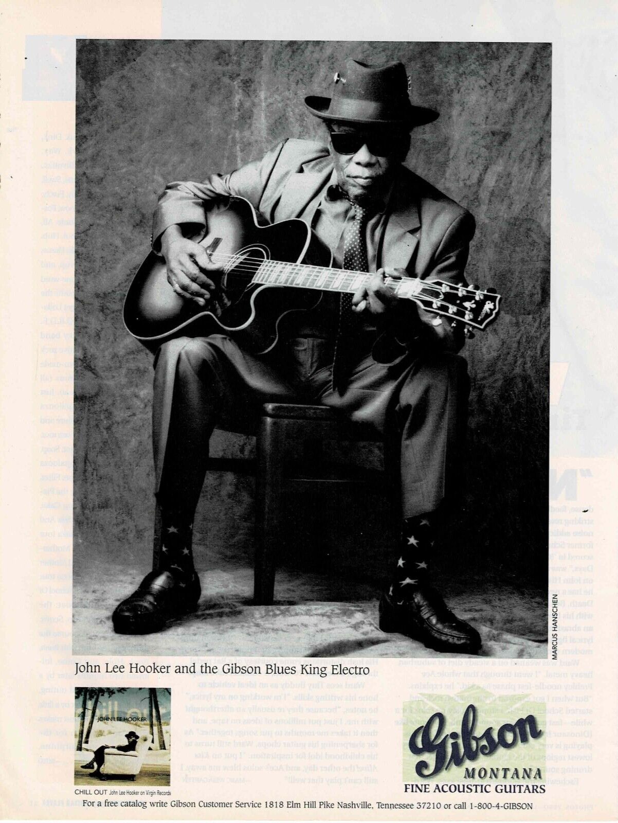 Gibson Guitars - Montana - Blues King Electro - John Lee Hooker  - 1995 Print Ad