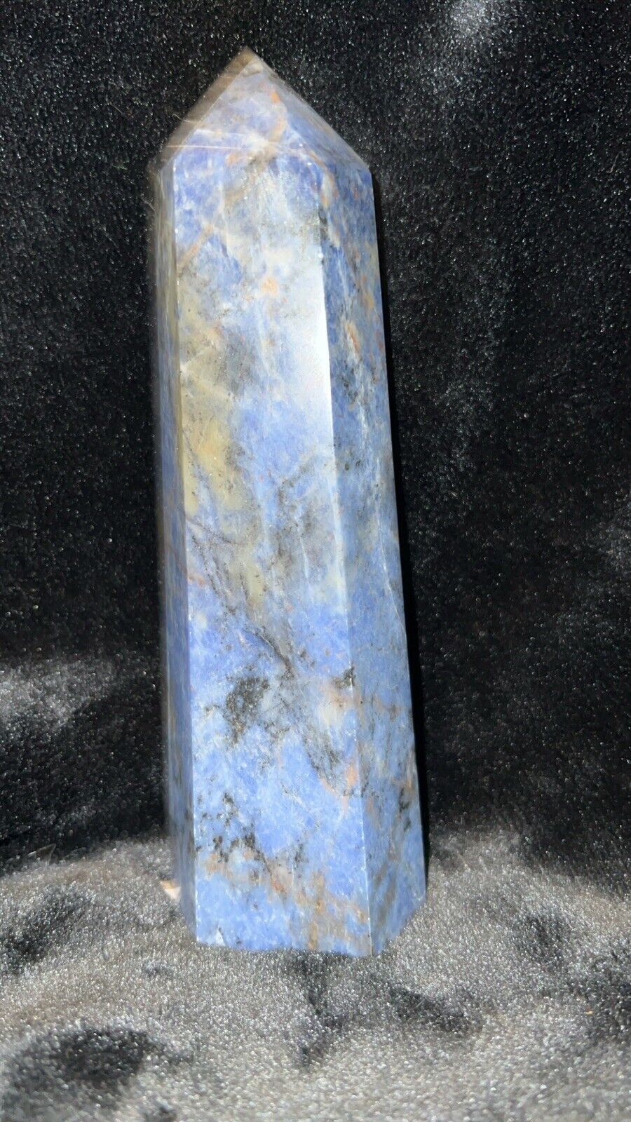 5.5” Natural Blue Sodalite Crystal Point Tower Obelisk Polished Healing 431g #48