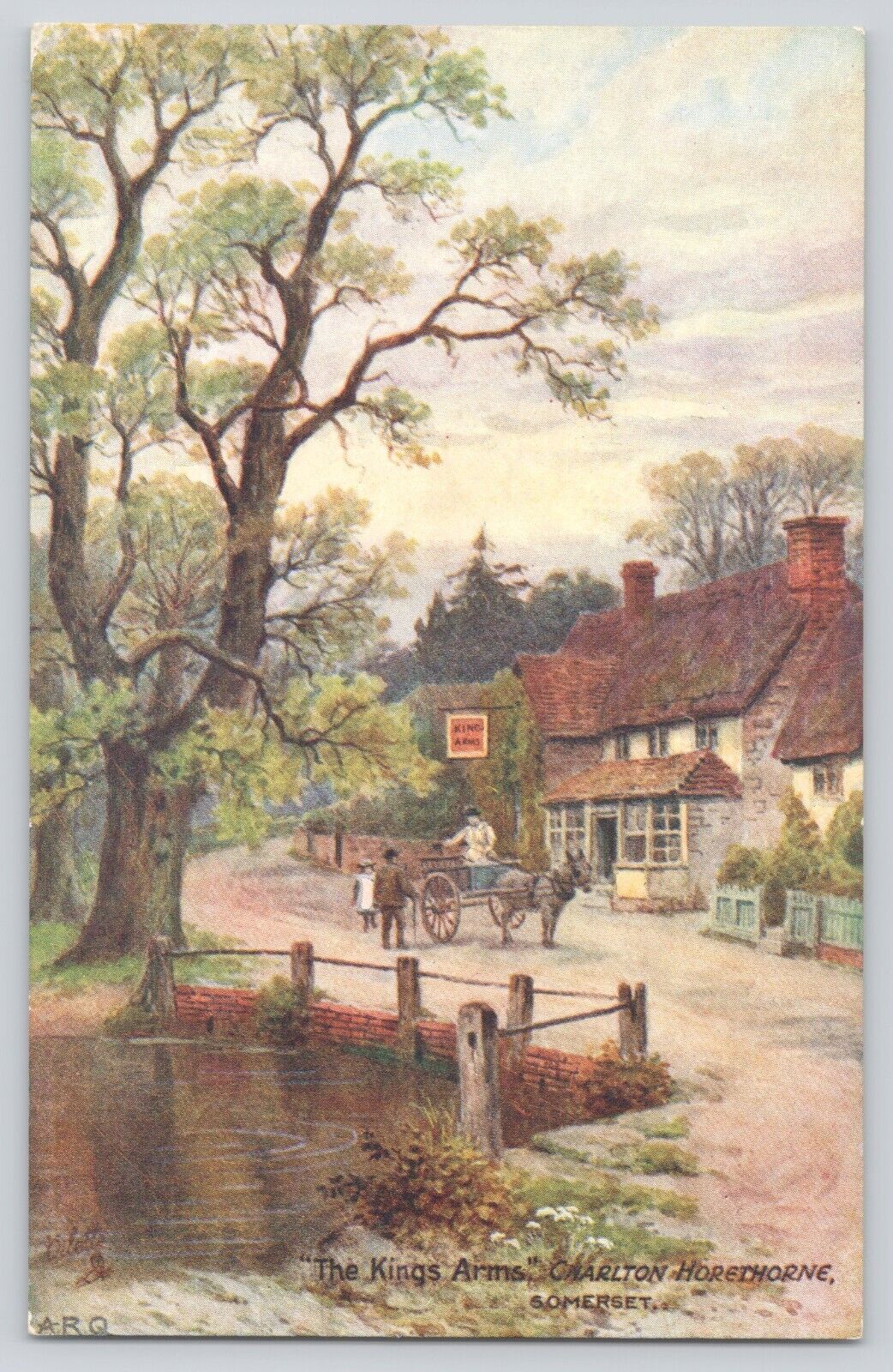 Postcard Tucks Oilette England Somerset Coaching Inns  Signed Vintage Unposted