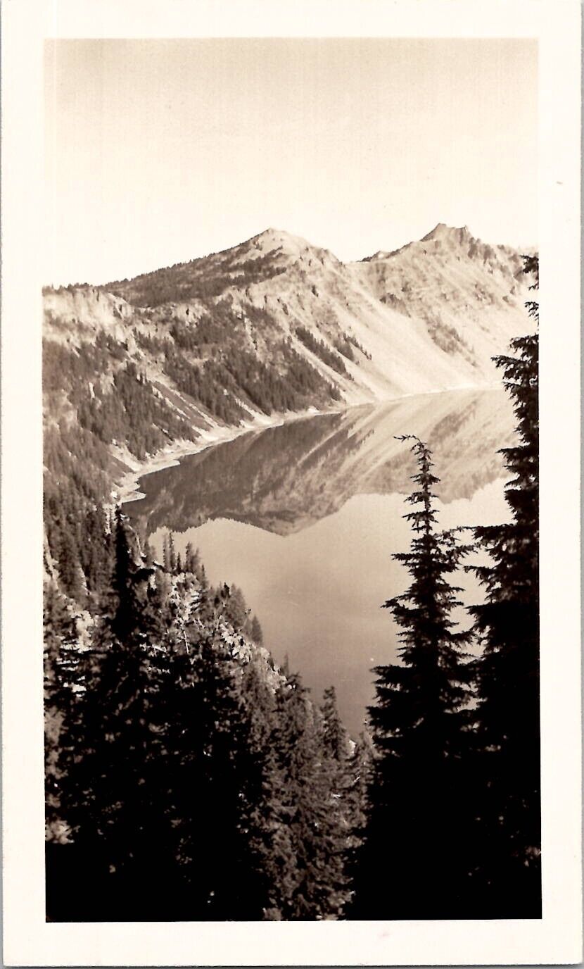 Crater Lake Oregon Cool Mirror Reflection Nature Snapshot 1940s Vintage Photo