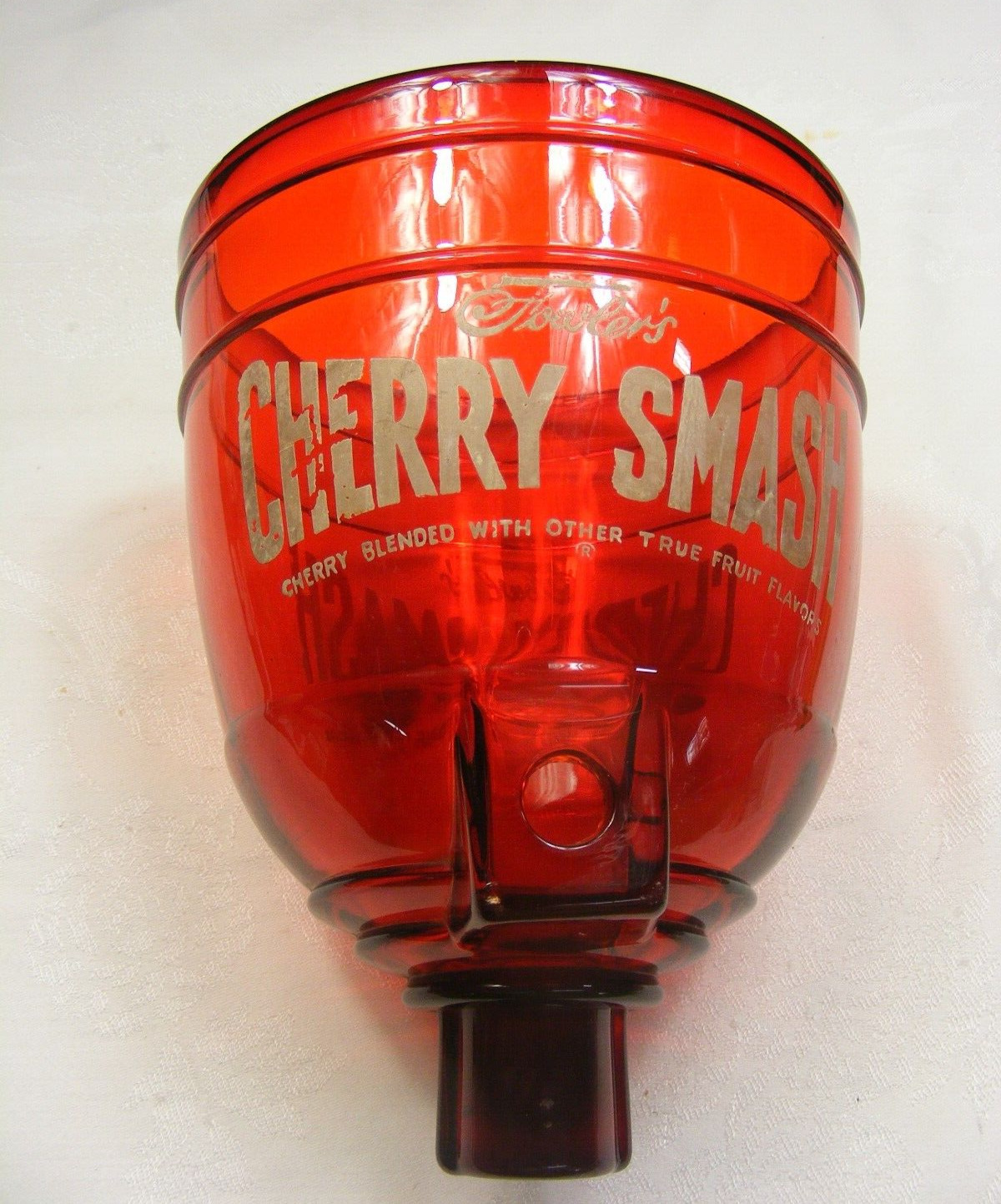 Vintage Fowlers Cherry Smash Juice Soda Dispenser Red Glass Bowl Only 13-E