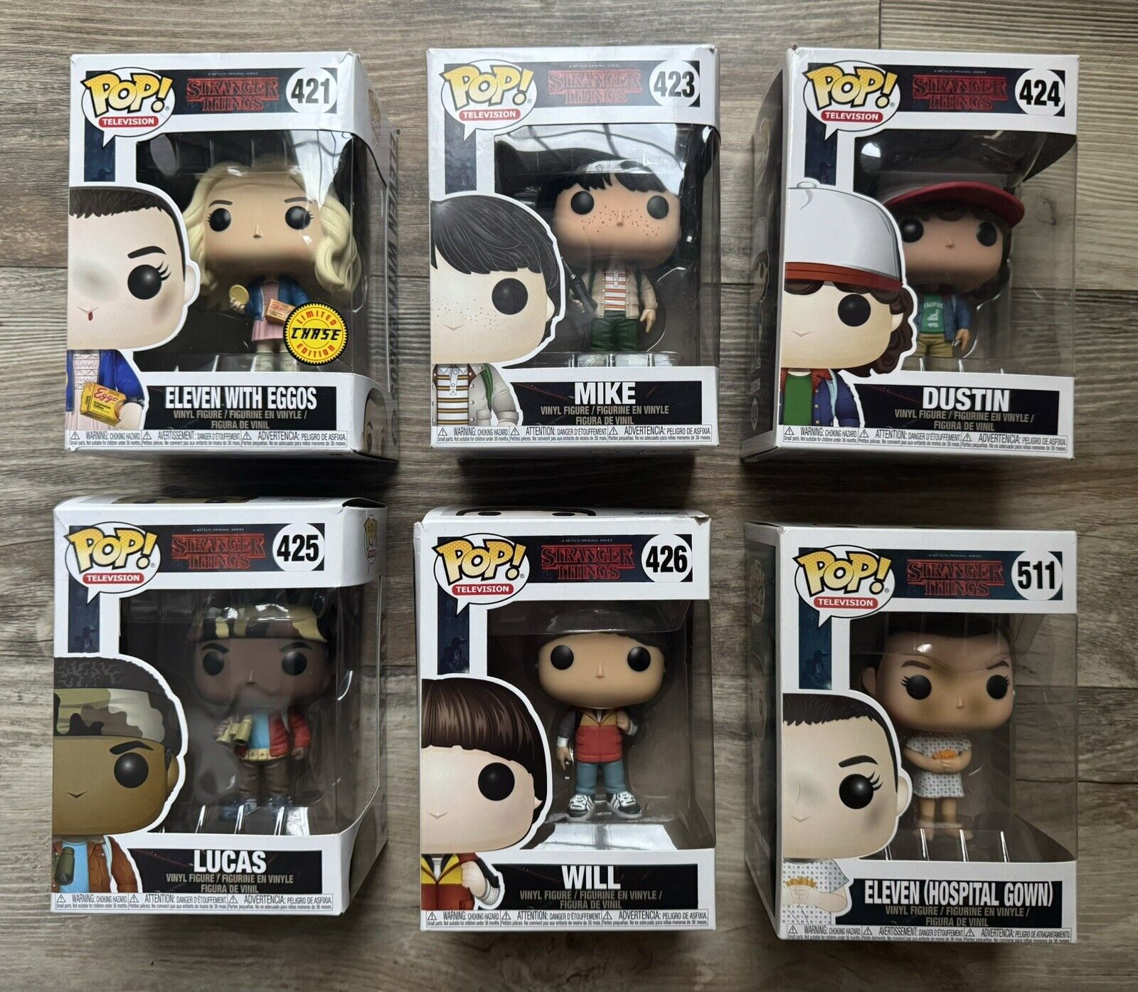 Funko Pop STRANGER THINGS LOT of 6 Figures 🌟 🌟 (421,423-426 & 511) AWESOME