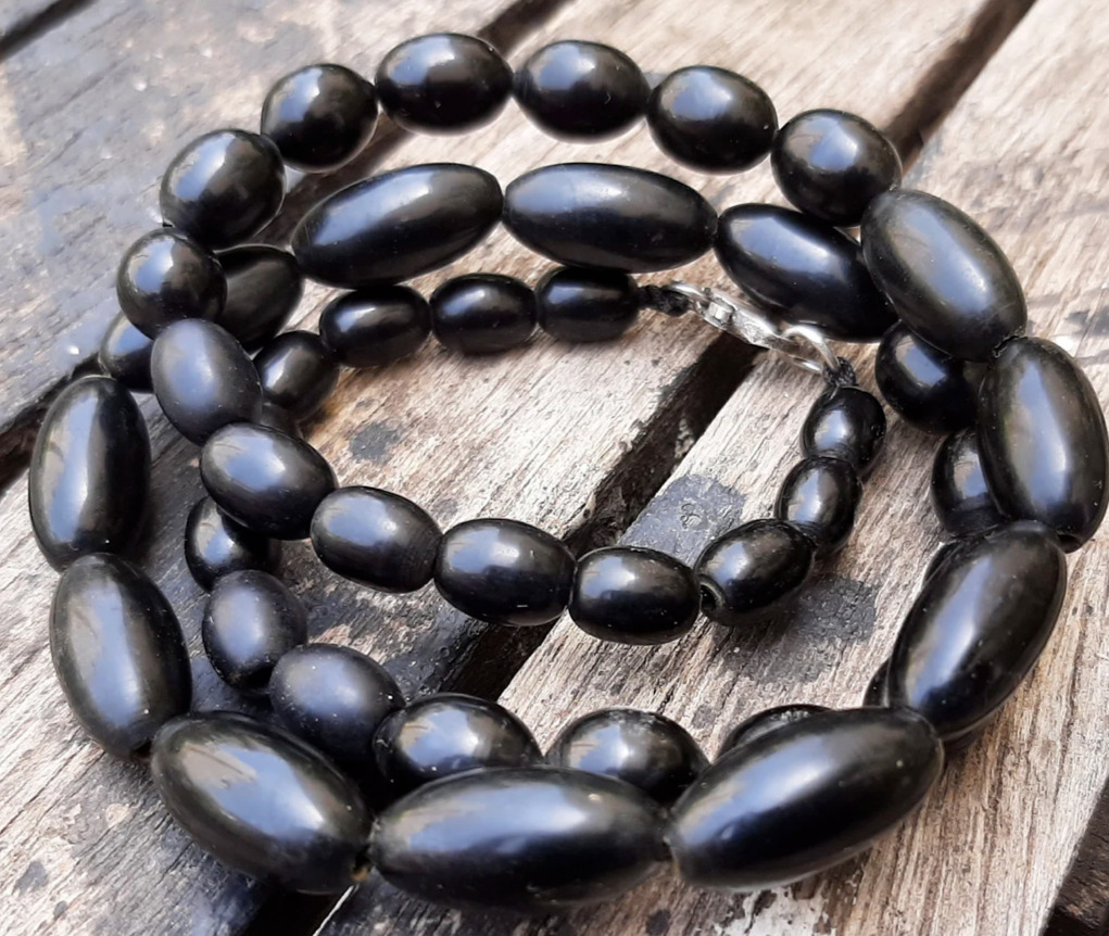Germnay Bakelite Black Beads Vintage Original Necklace 32,5gr Handmade Women's