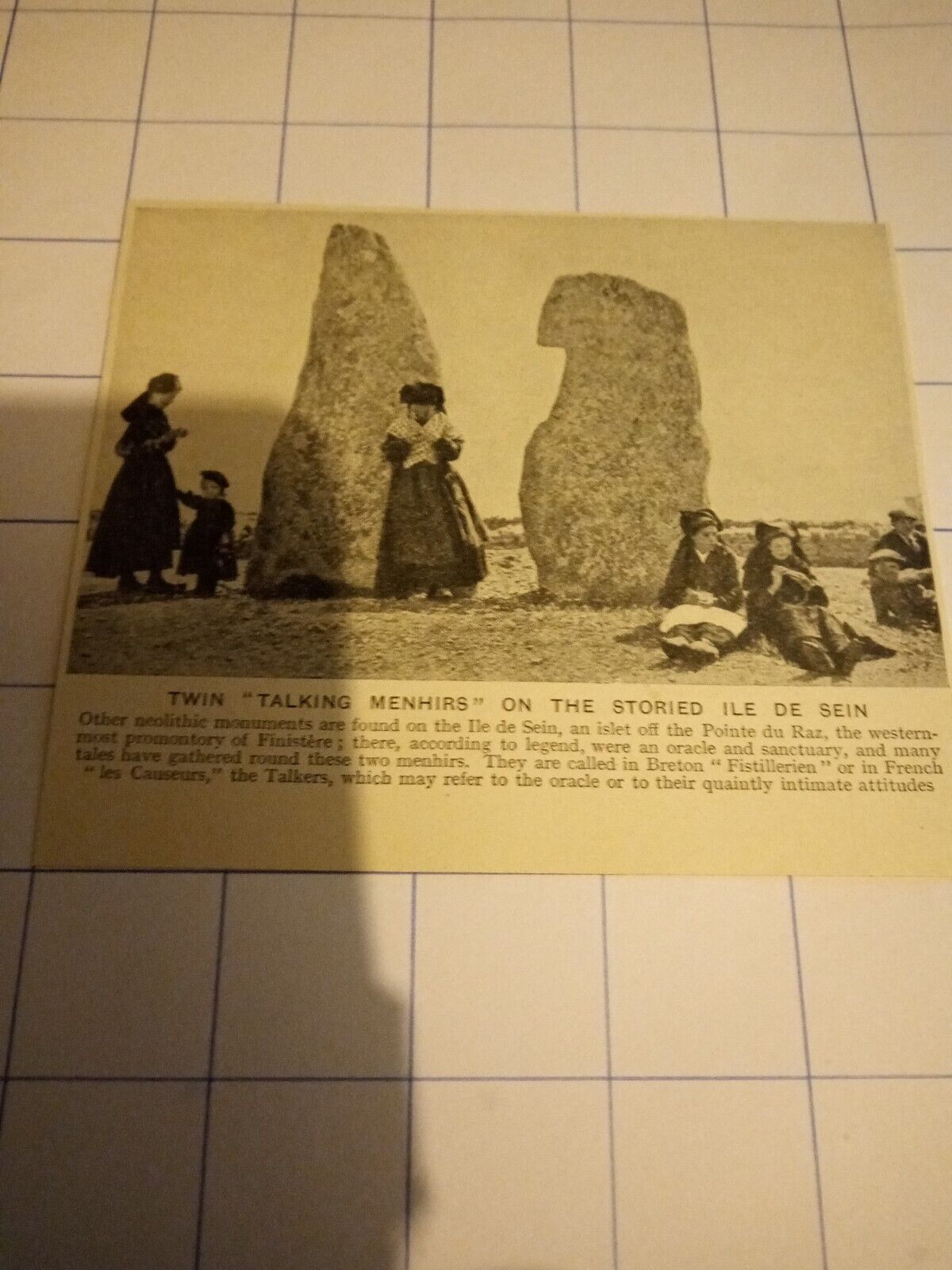 Twin talking menhirs on the storied Ile de sein c 1926