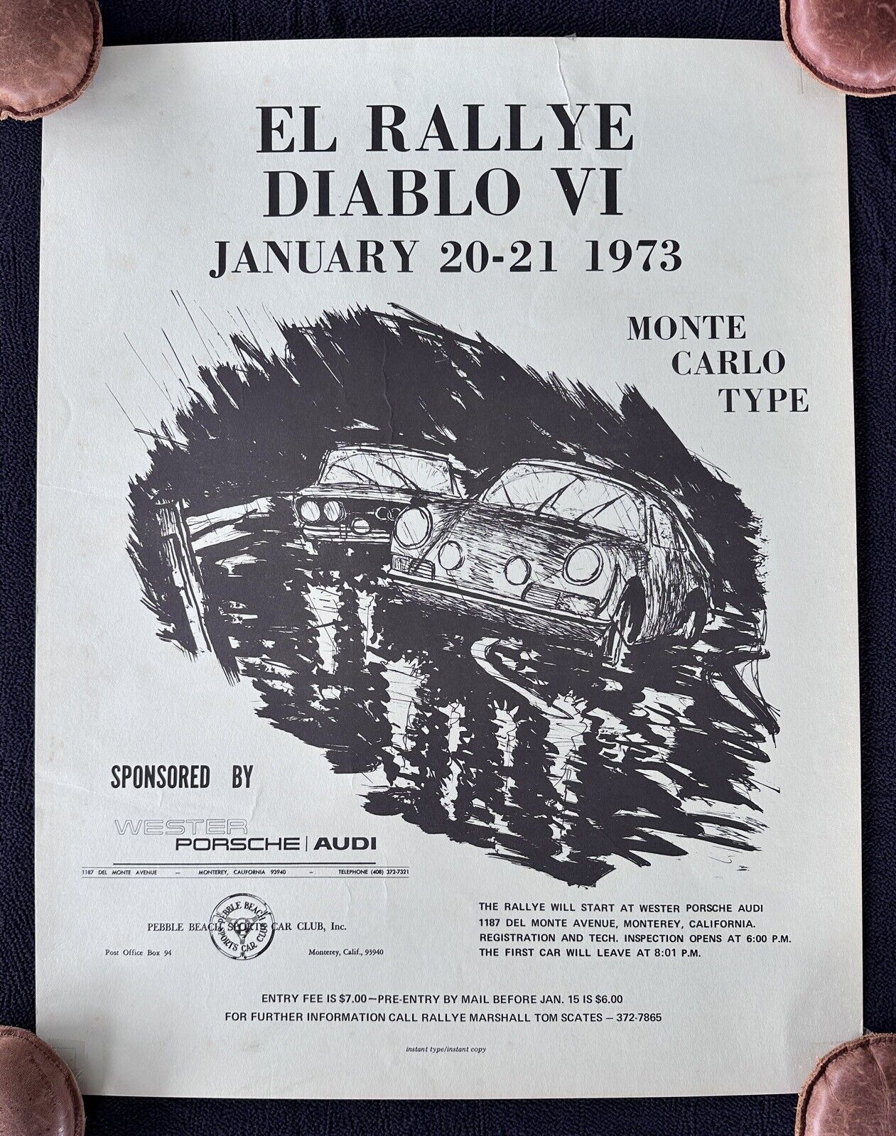 1973 El Rallye Diablo VI Poster Monterey Wester Porsche Audi Pebble Beach SCC