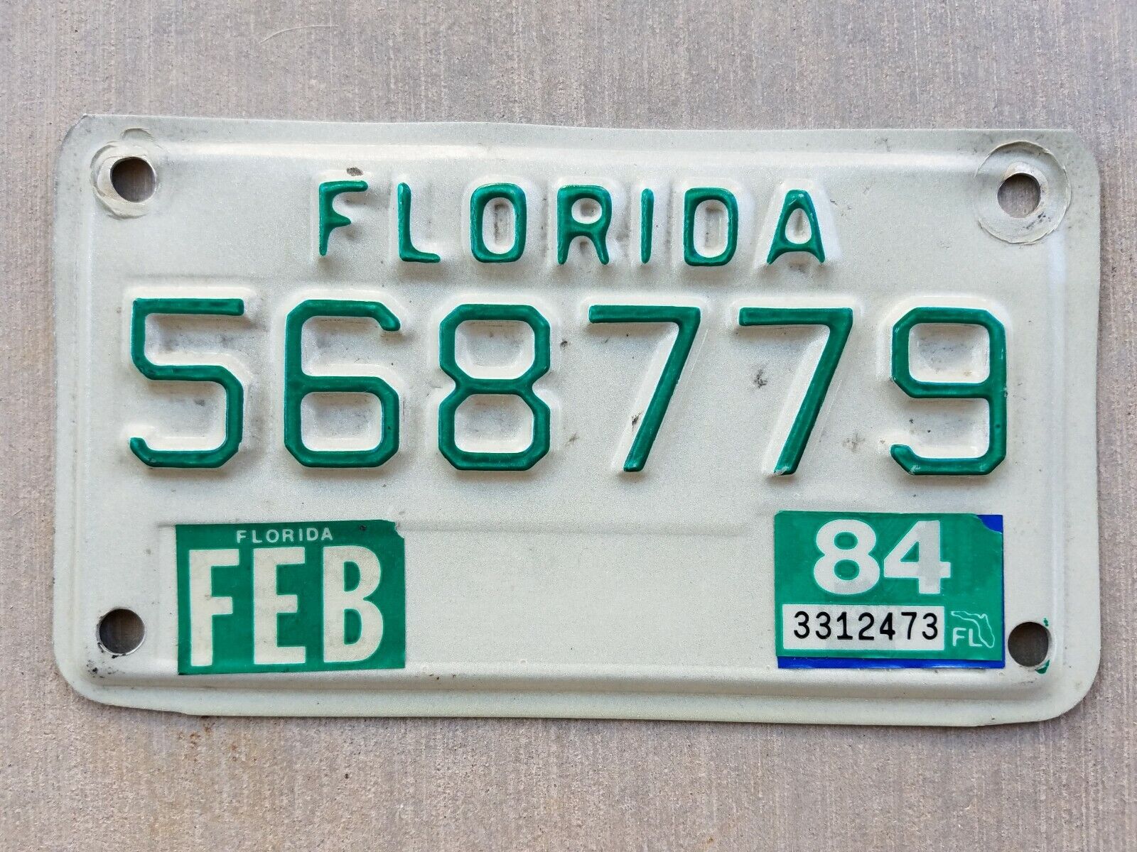 1984 Florida Motorcycle License Plate 568779