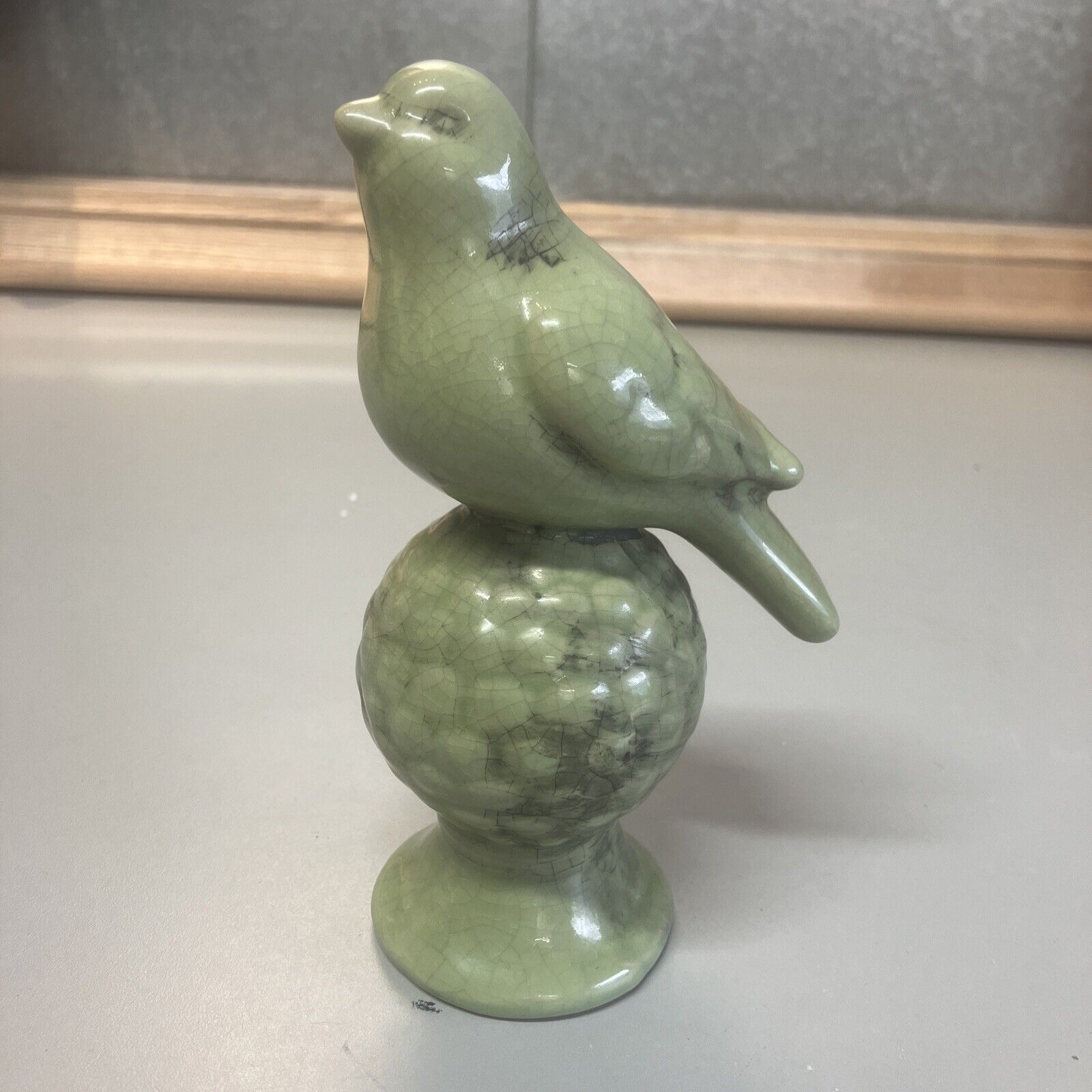 Ceramic 6 Inch Green Bird Setting 