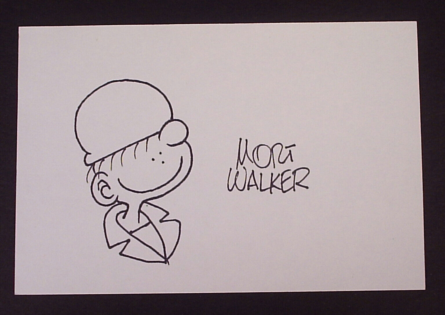 Mort Walker Original Beetle Bailey Signed Sketch on 4 X 6 Card
