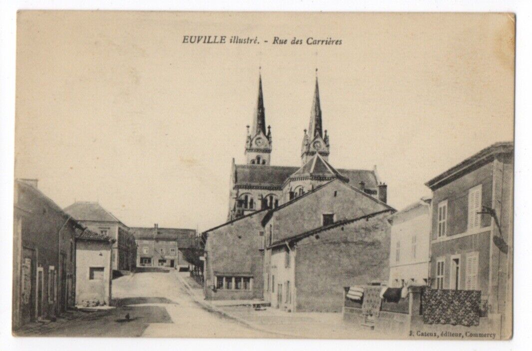  ANTIQUE EUVILLE FRANCE STREET VIEW POSTCARD 1918 BY US SOLDIER WWI 072820 P