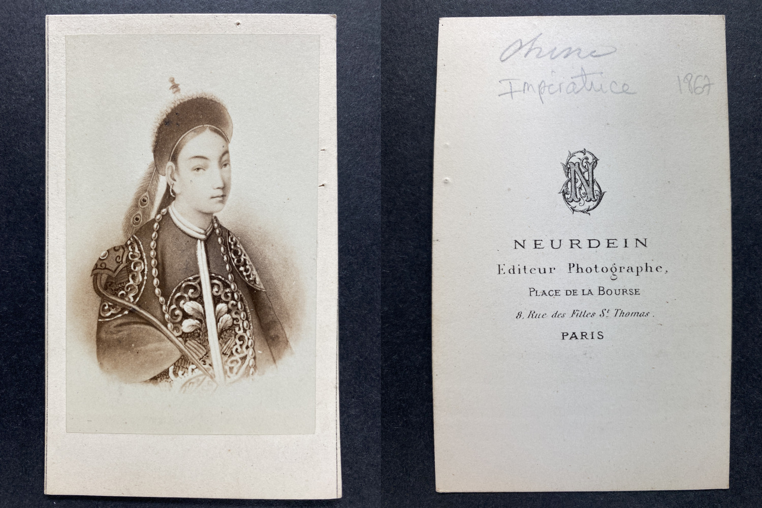 Neurdein, Paris, Empress of China Vintage cdv albumen print.