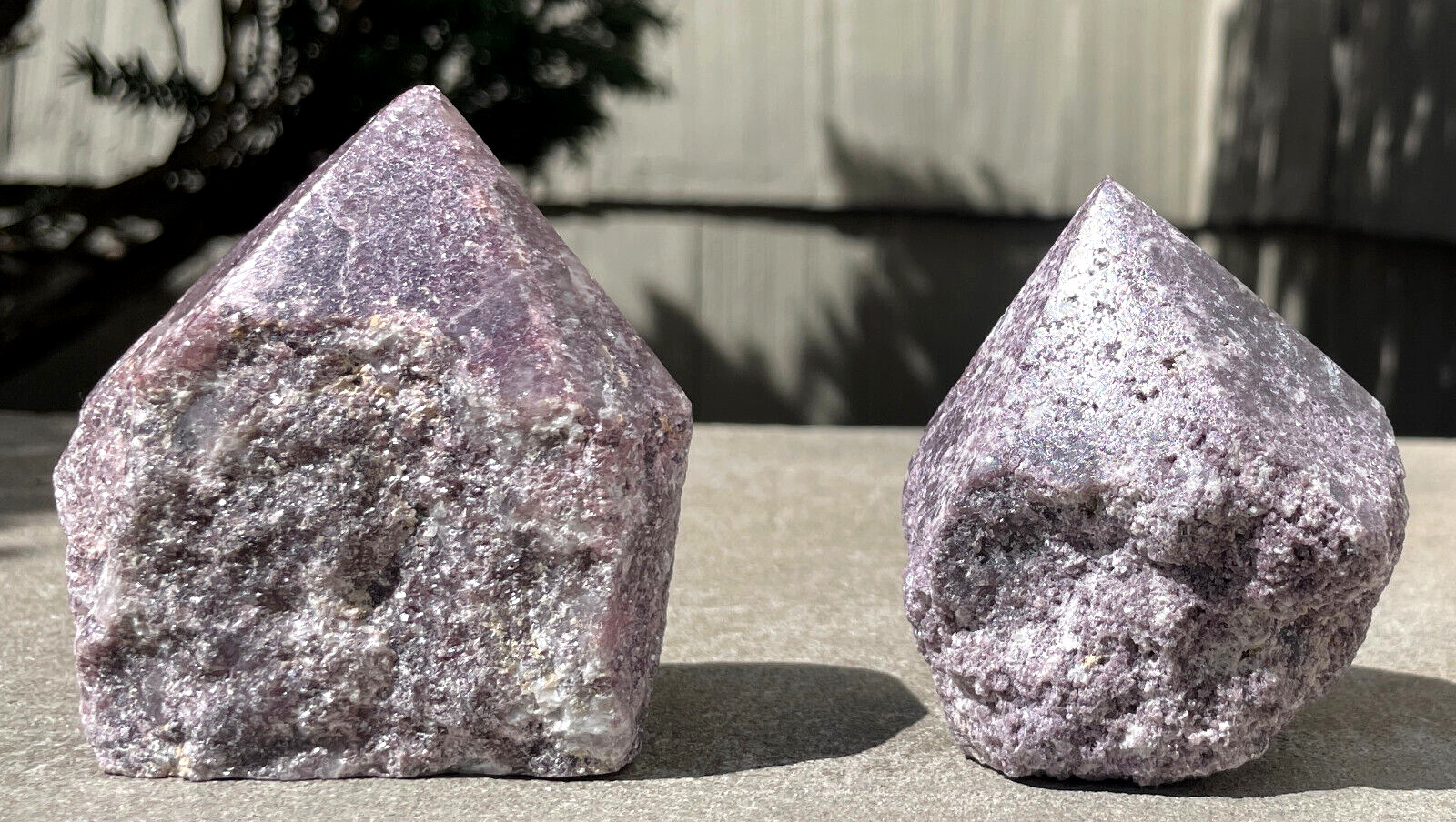 USA SALE 533g LOT 2 LEPIDOLITE SPARKLY MICA TOP POLISHED CUT BASE TOWERS POINTS