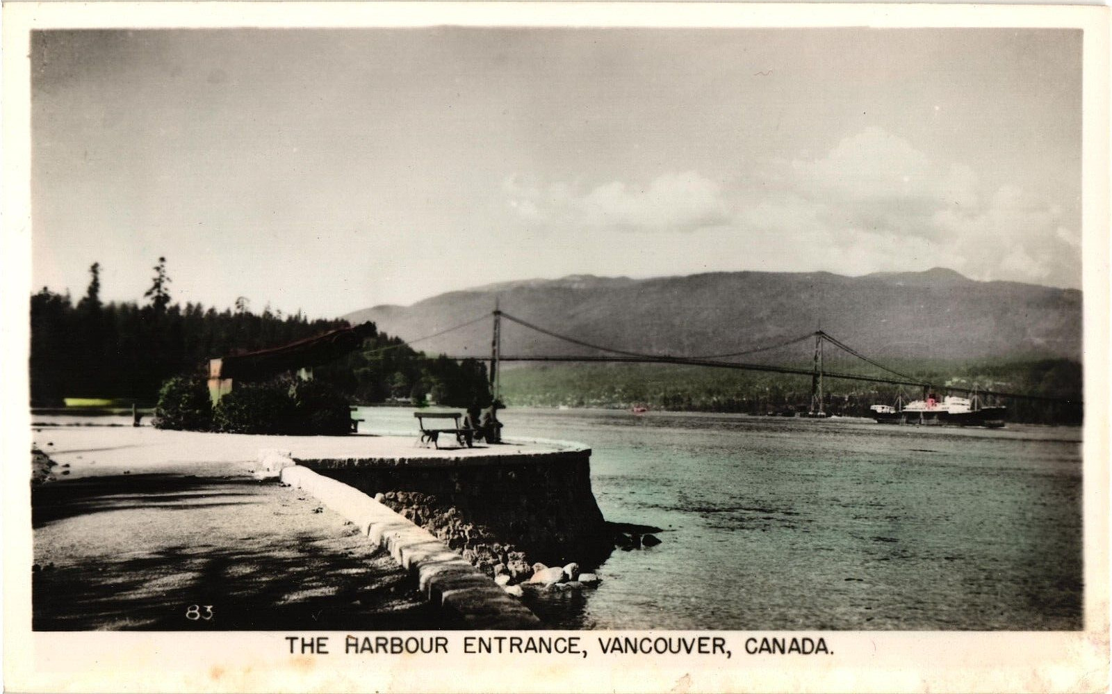 Real Photo Hand Tinted Harbour Entrance Vancouver Canada Undivided Postcard 1905
