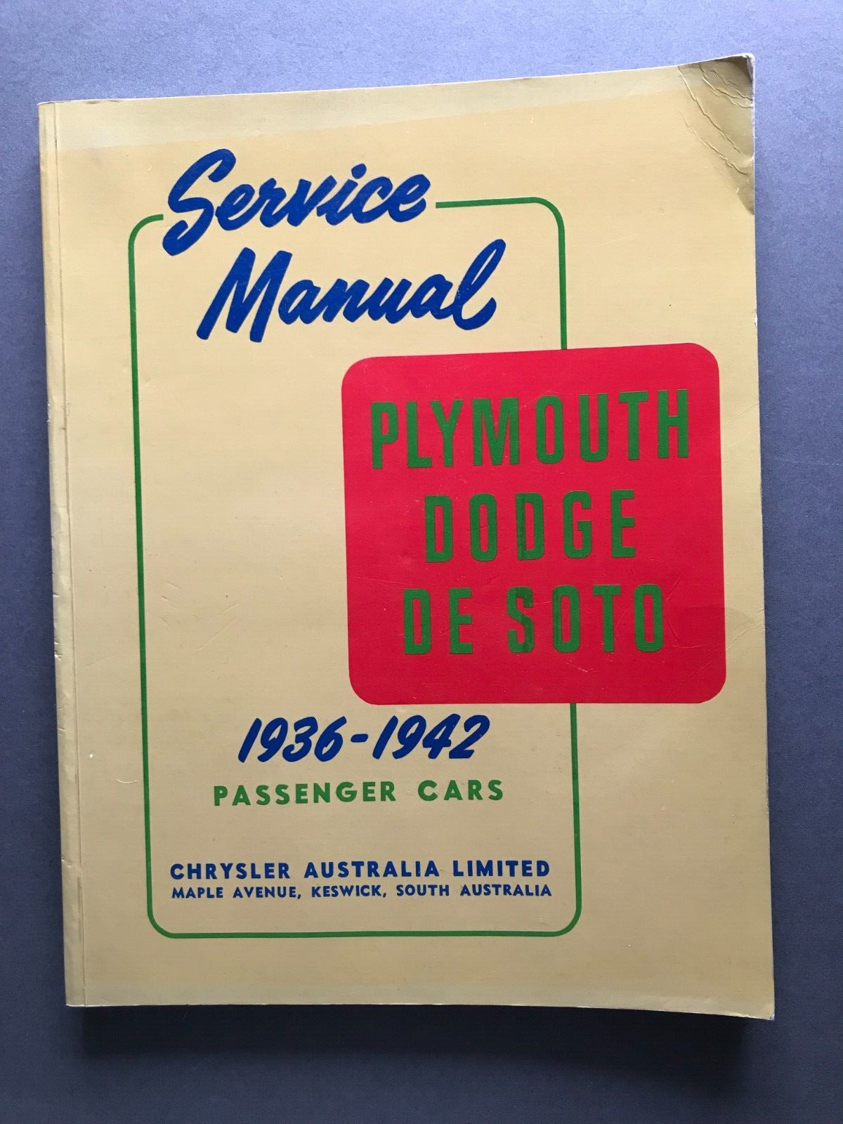 Plymouth Dodge Desoto 1936-1942 Service Manual Paperback