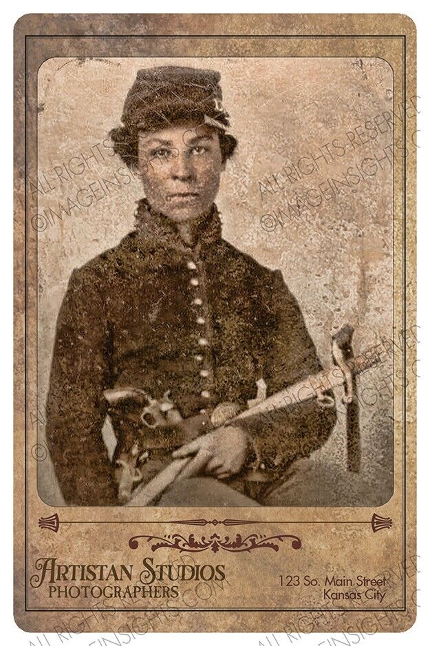 FEMALE BUFFALO SOLDIER Afr Amer  VINTAGE RP Cabinet Card PHOTOGRAPH