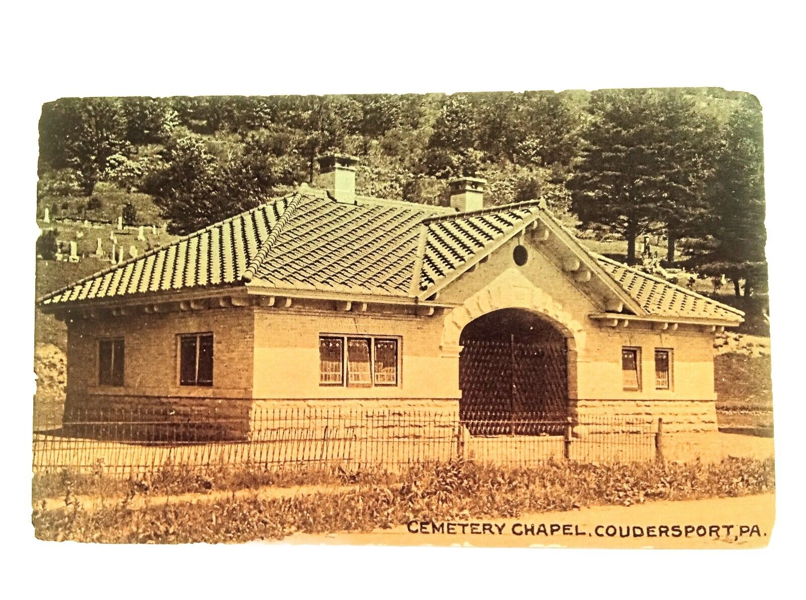 Cemetery Chapel, Coudersport PA by Galeton Wellsboro Antique Postcard