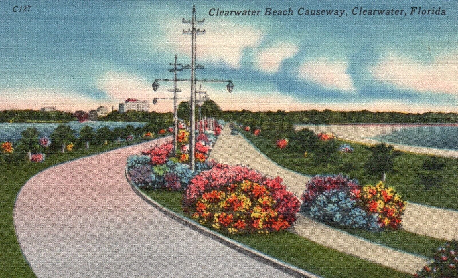 Postcard FL Clearwater Beach Causeway Florida Linen Vintage PC J3304